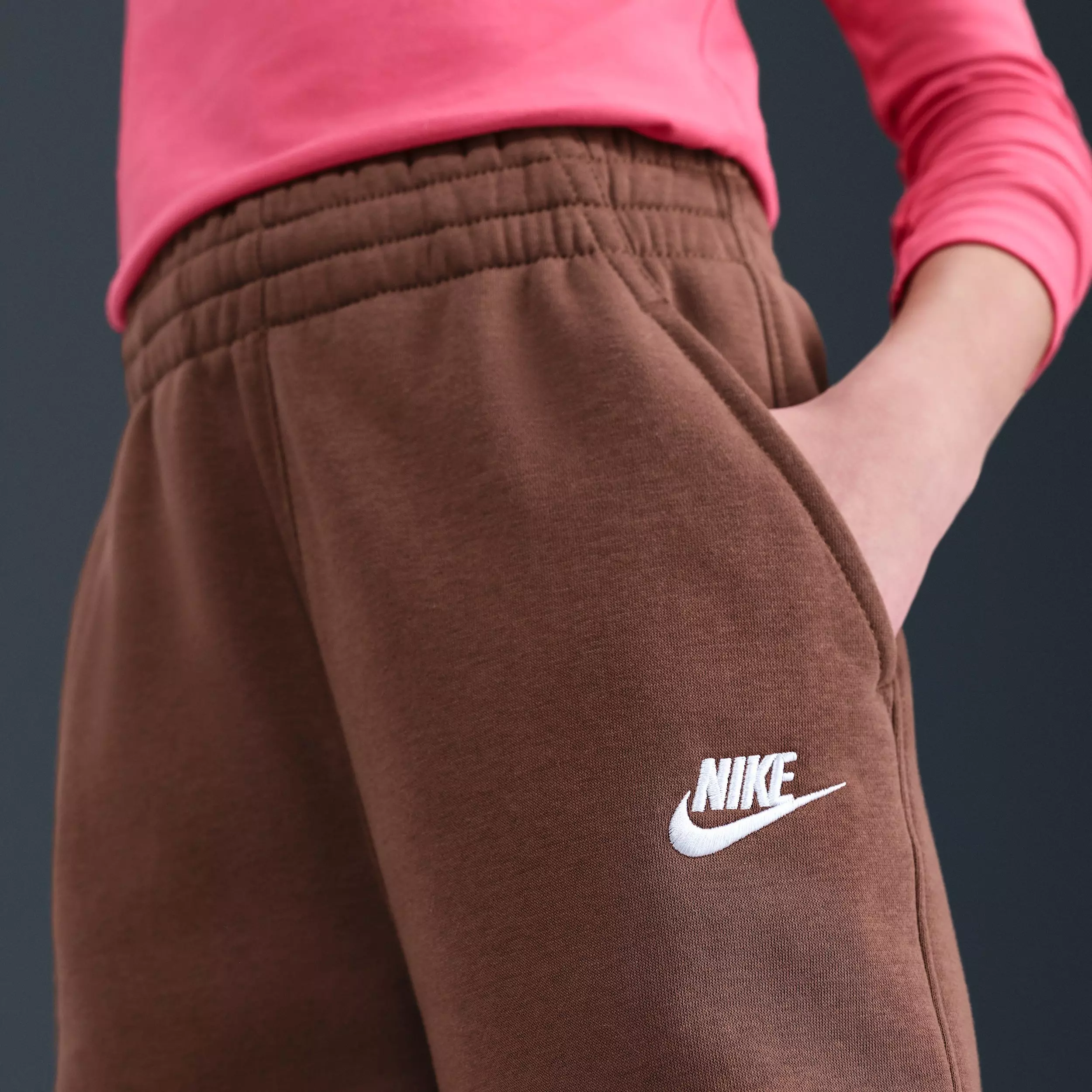 Nike Big Girls' Sportswear Club Fleece Wide-Leg Pants - Dark Brown - DARK BROWN