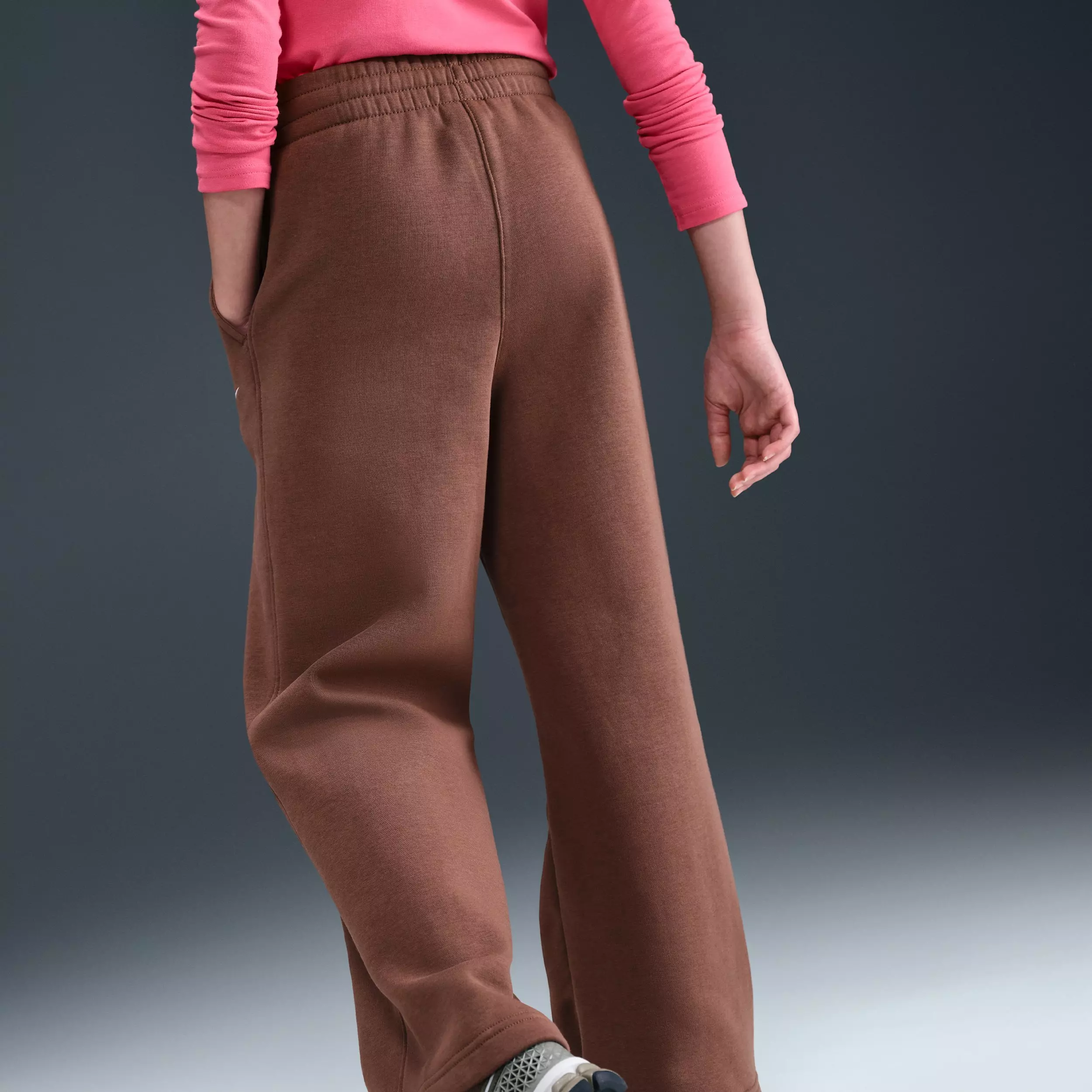 Nike Big Girls' Sportswear Club Fleece Wide-Leg Pants - Dark Brown - DARK BROWN