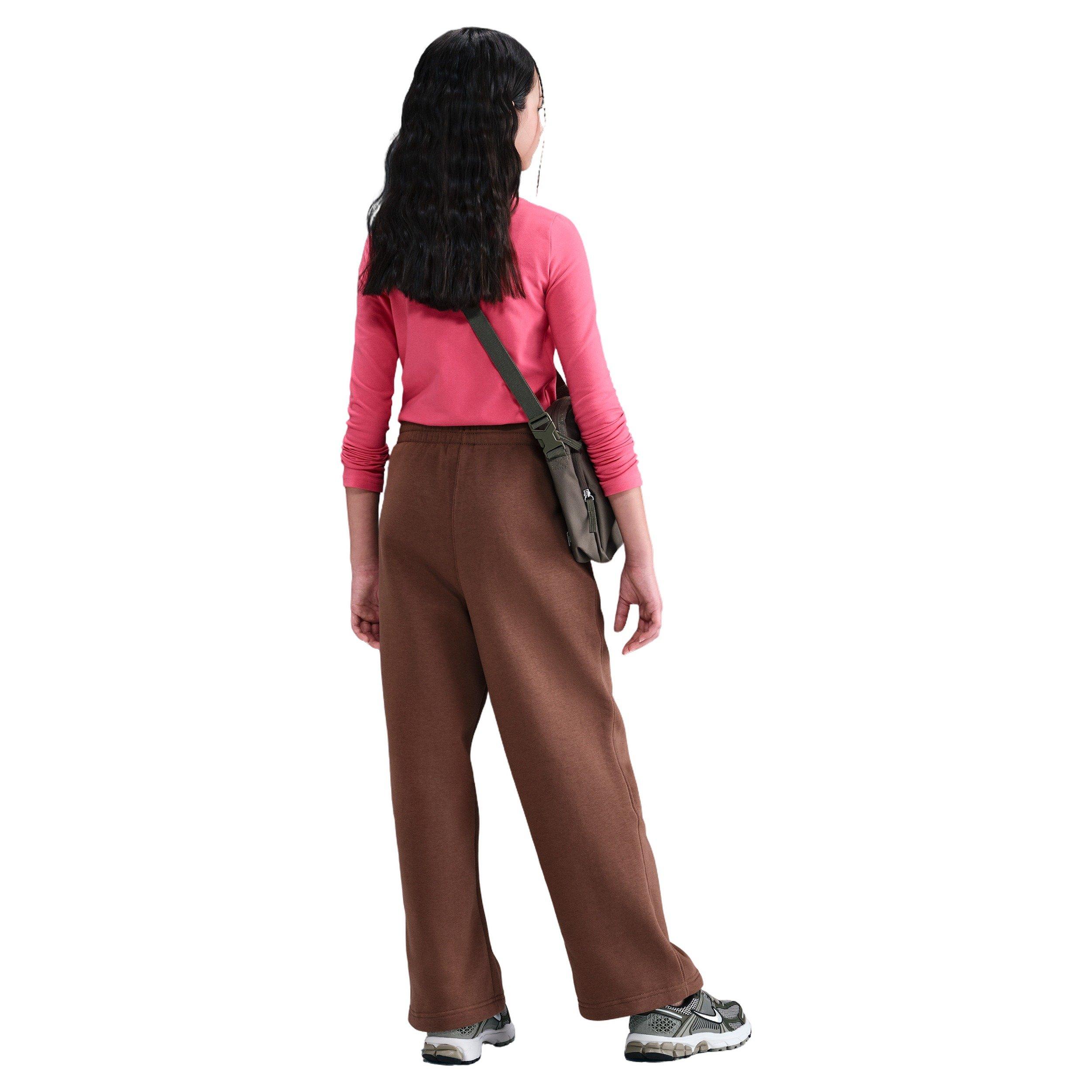 Nike Sportswear Club Fleece Big Girls' Dark Brown Wide-Leg Pants