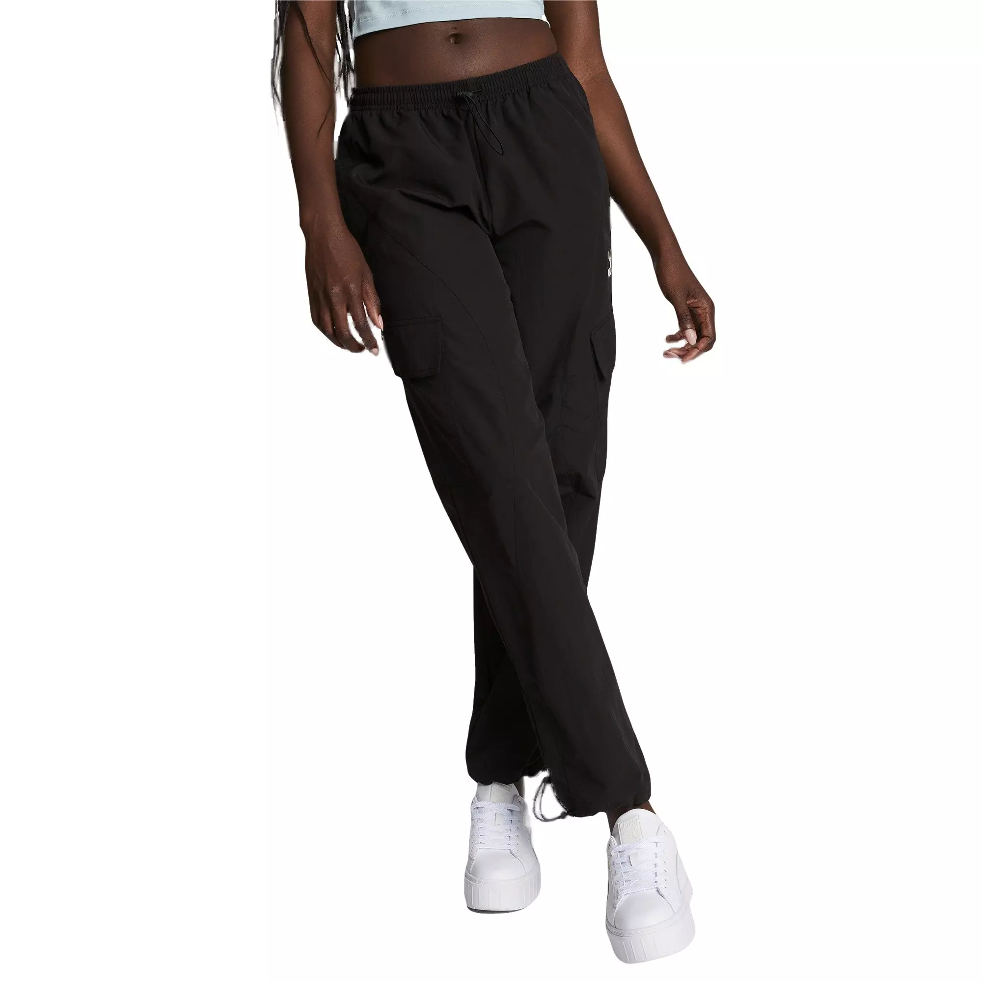 PUMA Women's CLASSICS TURN IT UP Cargo Pants -Black - BLACK