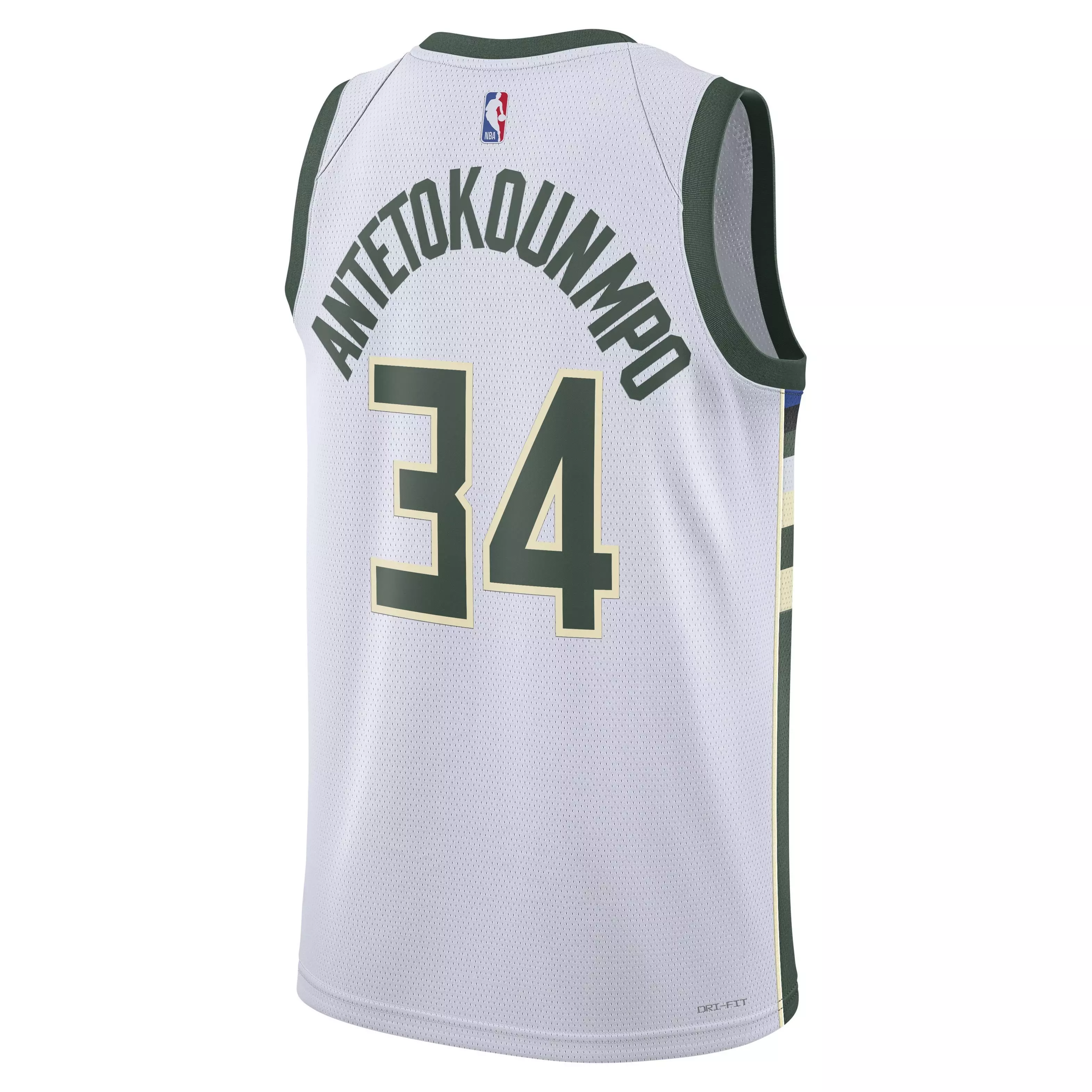 Nike Men's Milwaukee Bucks Dri-FIT NBA ASC 22 Home Swingman Jersey-White/Antetokounmpo - WHITE/ANTETOKOUNMPO