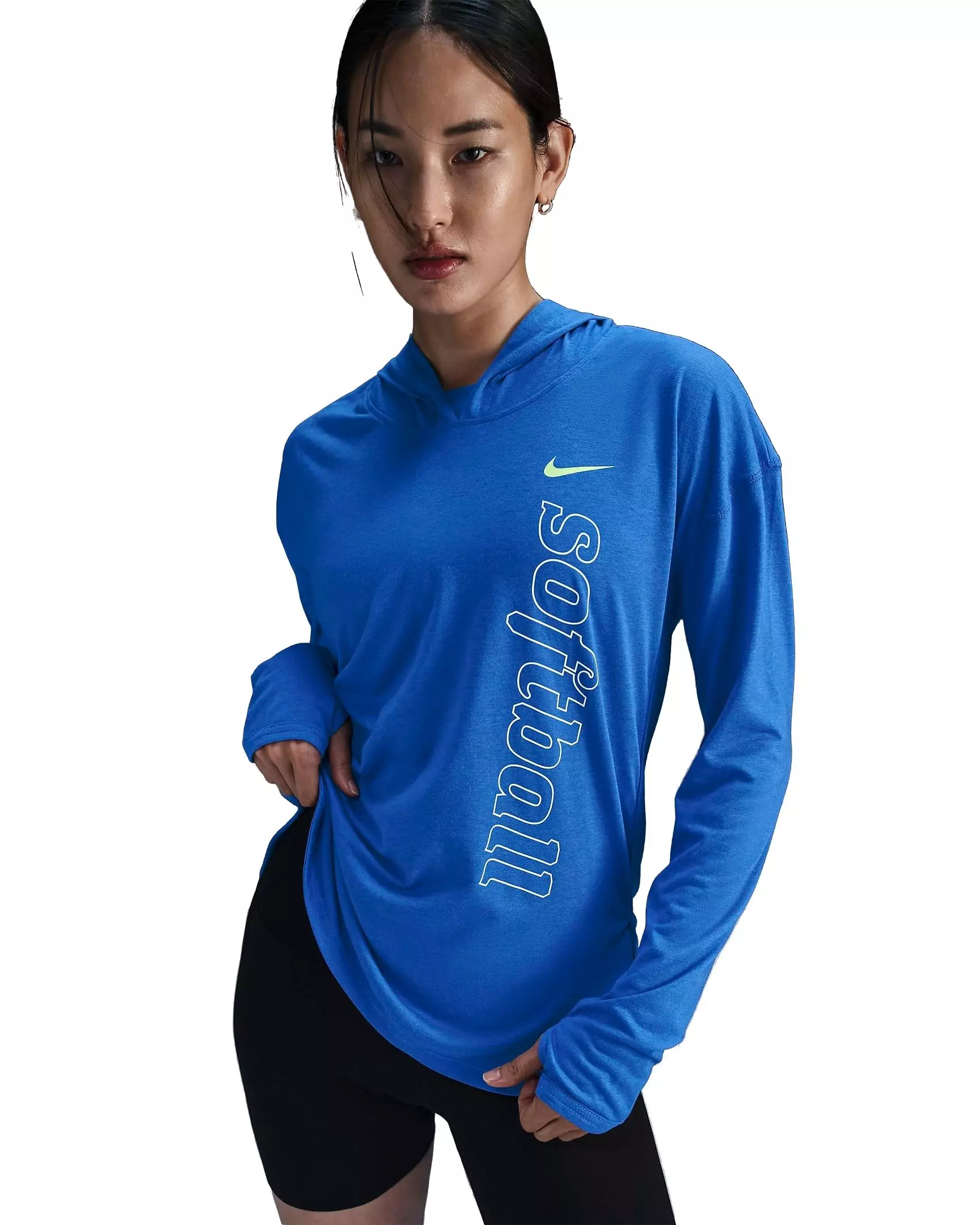 Nike Women's Dri-FIT Long-Sleeve Softball Hoodie - ROYAL/WHITE