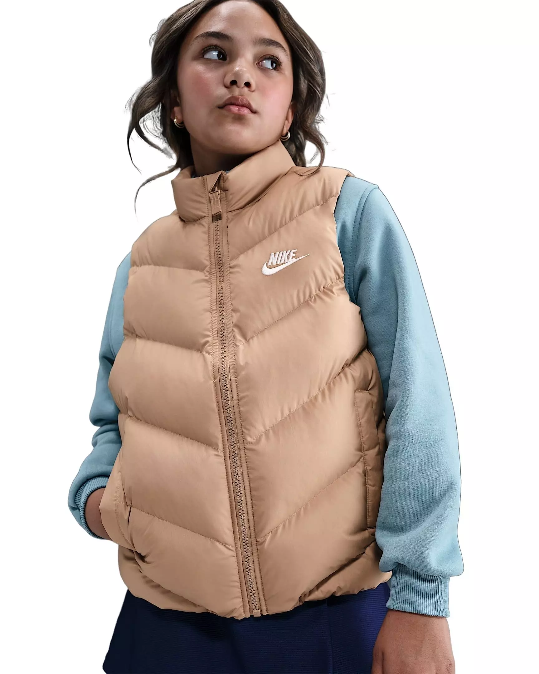 Nike Big Kids' Sportswear All Day Play Therma-FIT Loose-Fit Puffer Vest - Brown - BROWN