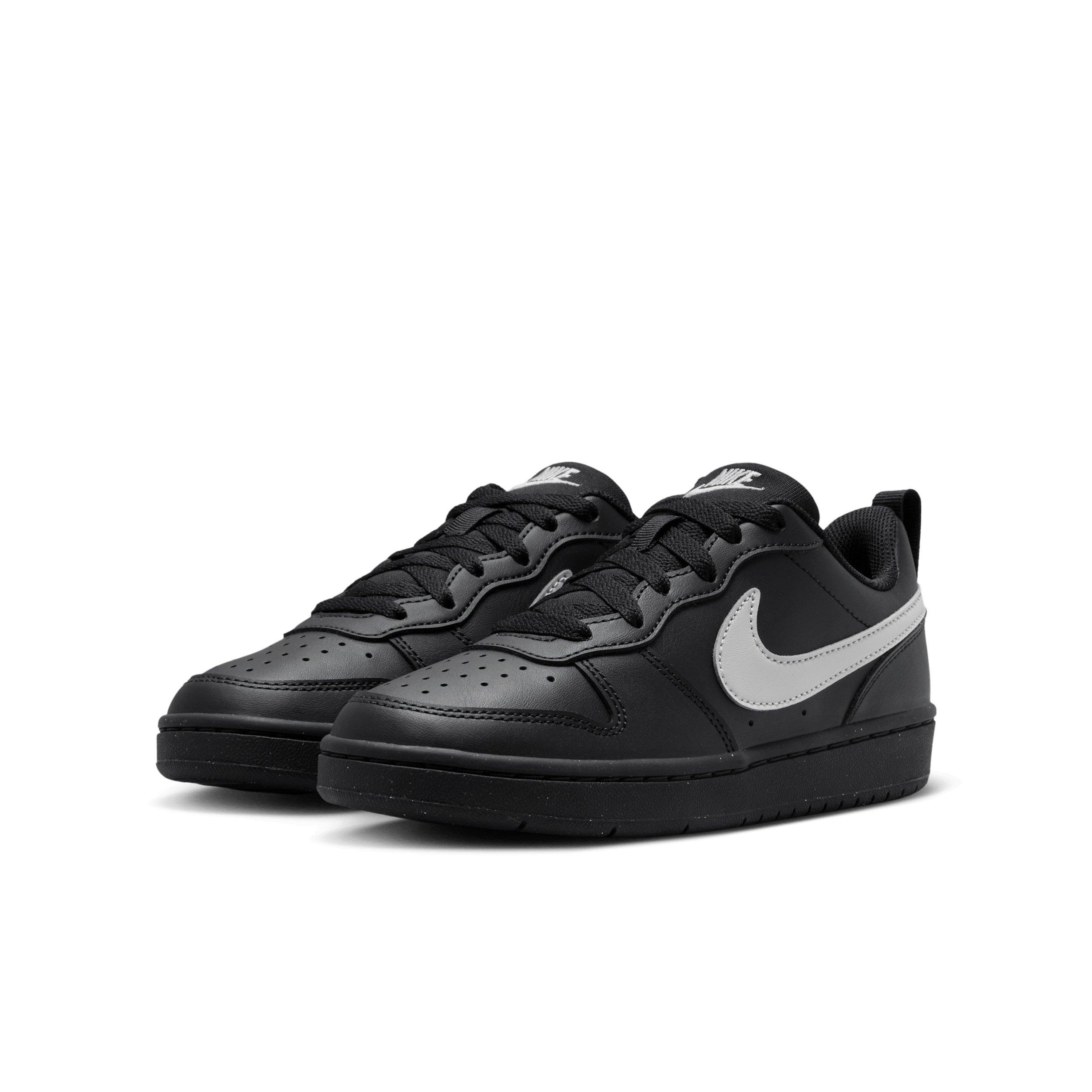 Nike Court Borough Low Recraft "Black/Black/Grey Fog" Grade School Boys' Shoe - BLACK/BLACK/GREY Thumbnail View 3
