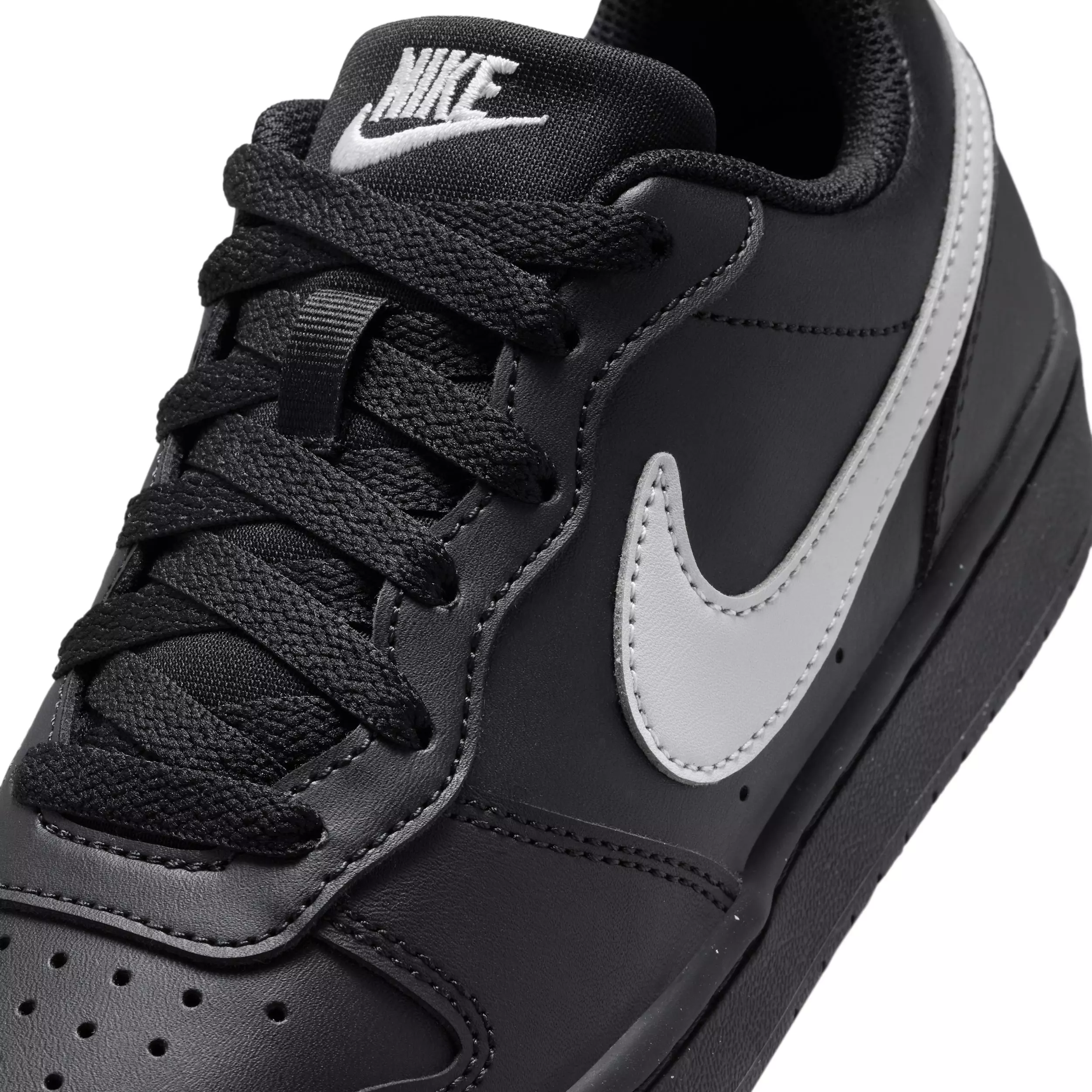 Nike Court Borough Low Recraft "Black/Black/Grey Fog" Grade School Boys' Shoe - BLACK/BLACK/GREY