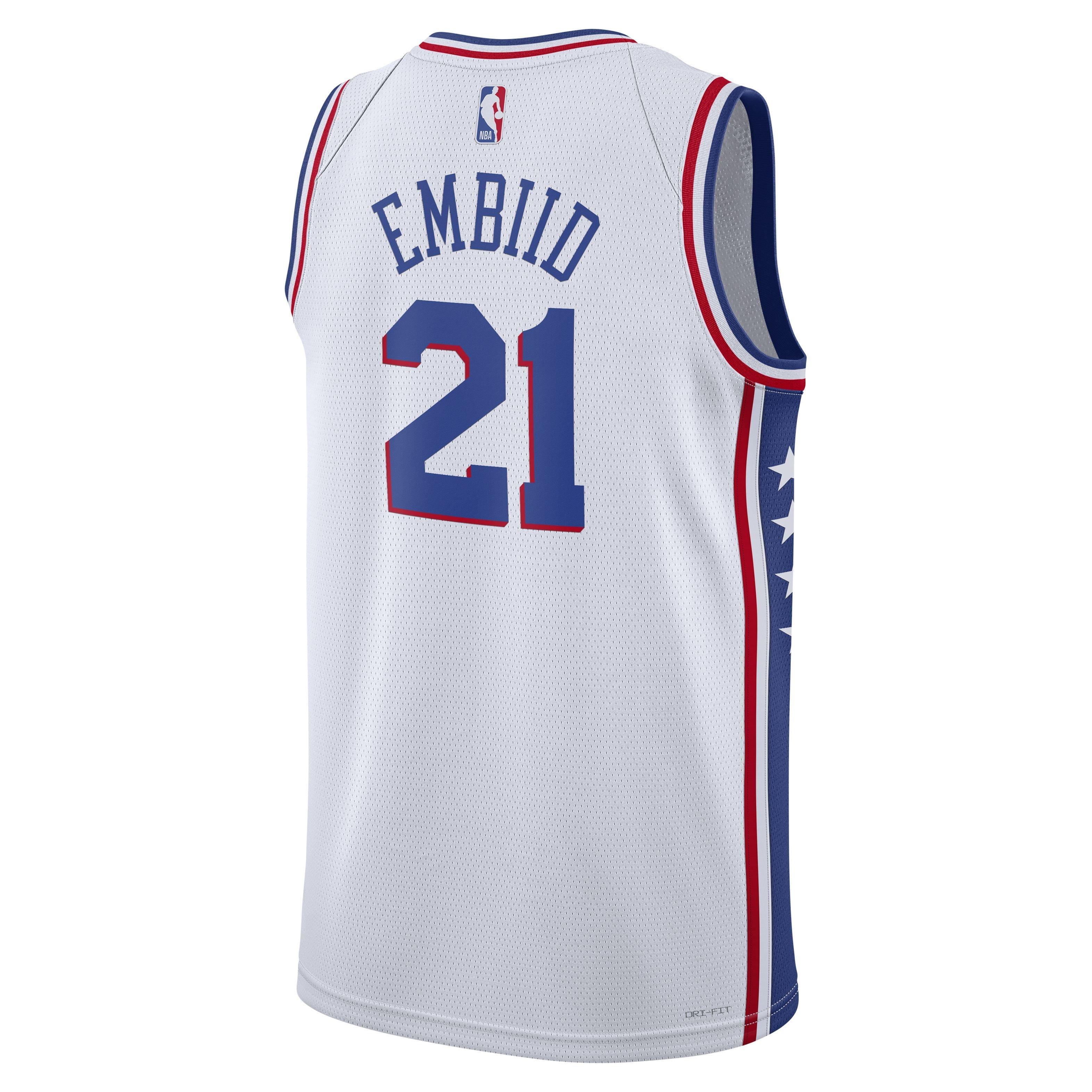 Nike Men's 2022-23 City Edition Philadelphia 76ers Joel Embiid #21 White  Dri-FIT Swingman Jersey