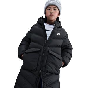Nike Big Kids' Sportswear All Day Play Therma-FIT Loose-Fit Knee-Length Puffer Jacket - Black