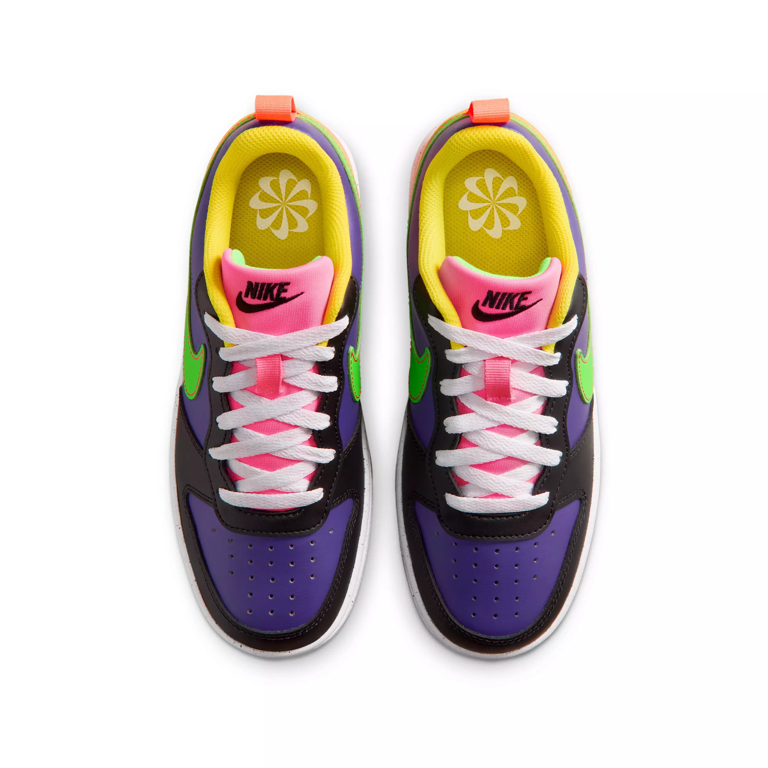 Nike Court Borough Low Recraft "Court Purple/Purple/Hyper Pink/Green Strike" Grade School Boys' Shoe - PURPLE/PURPLE/PINK/GREEN