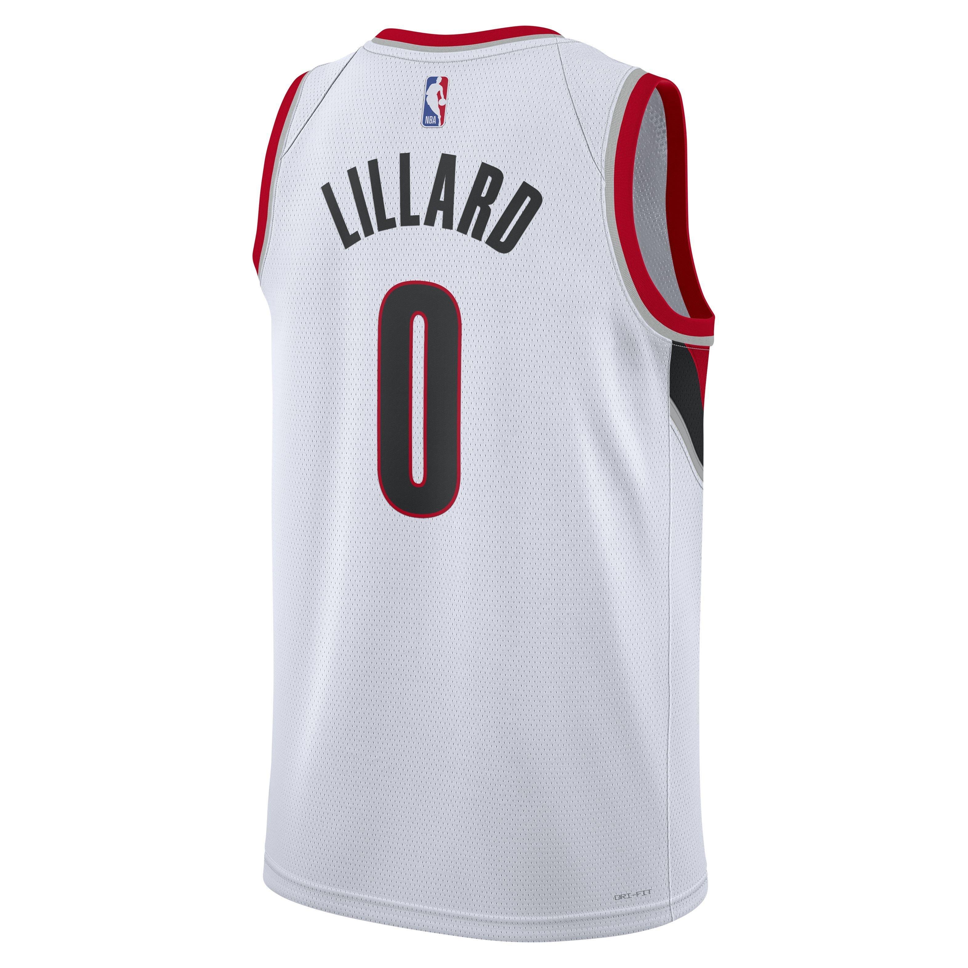 Nike Men's Portland Trail Blazers Dri-FIT NBA ASC 22 Home Swingman Jersey-White/Lillard - WHITE/LILLARD Thumbnail View 1