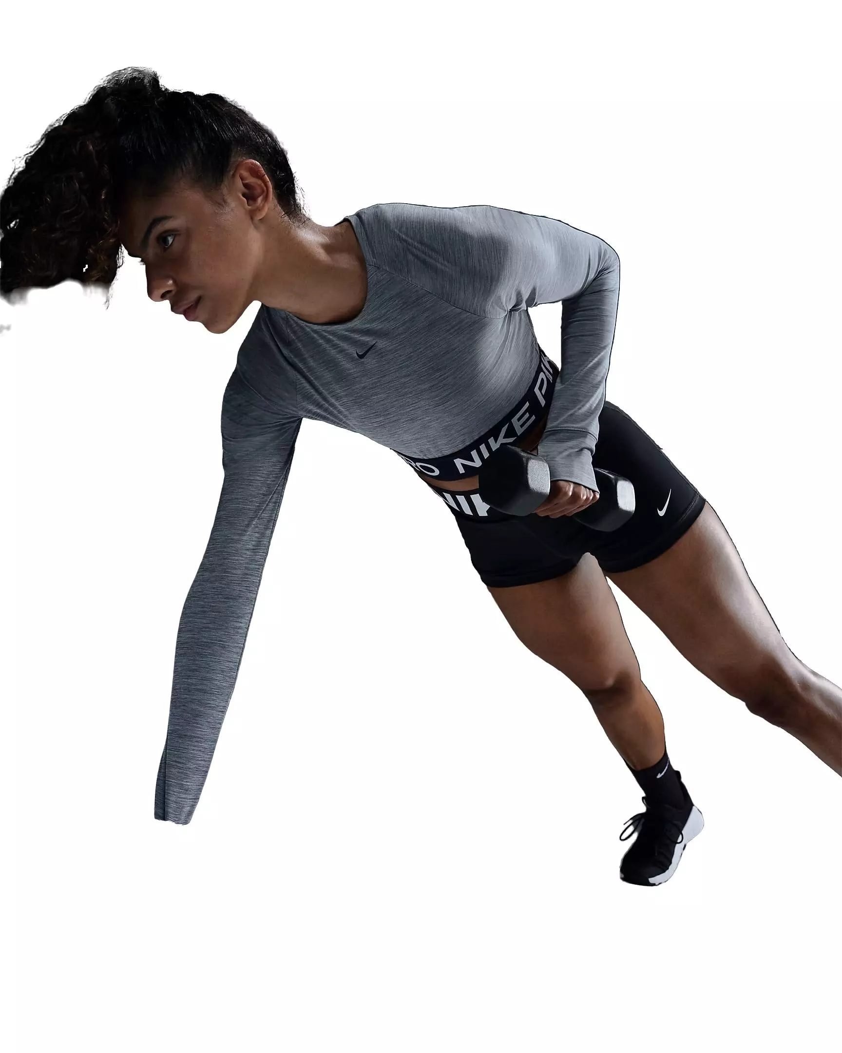 Nike Women's Pro OP2 Dri-FIT Cropped Long-Sleeve Top - GREY