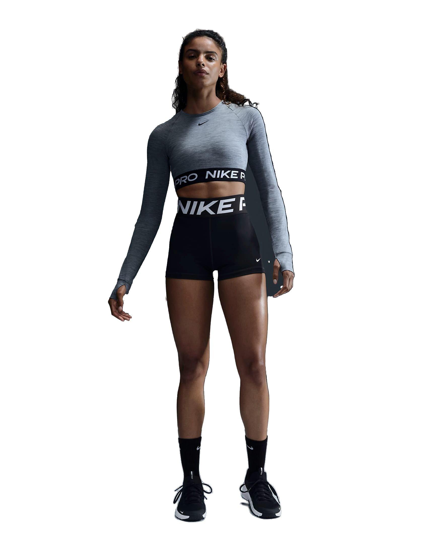 Nike Women's Pro OP2 Dri-FIT Cropped Long-Sleeve Top - GREY Thumbnail View 4