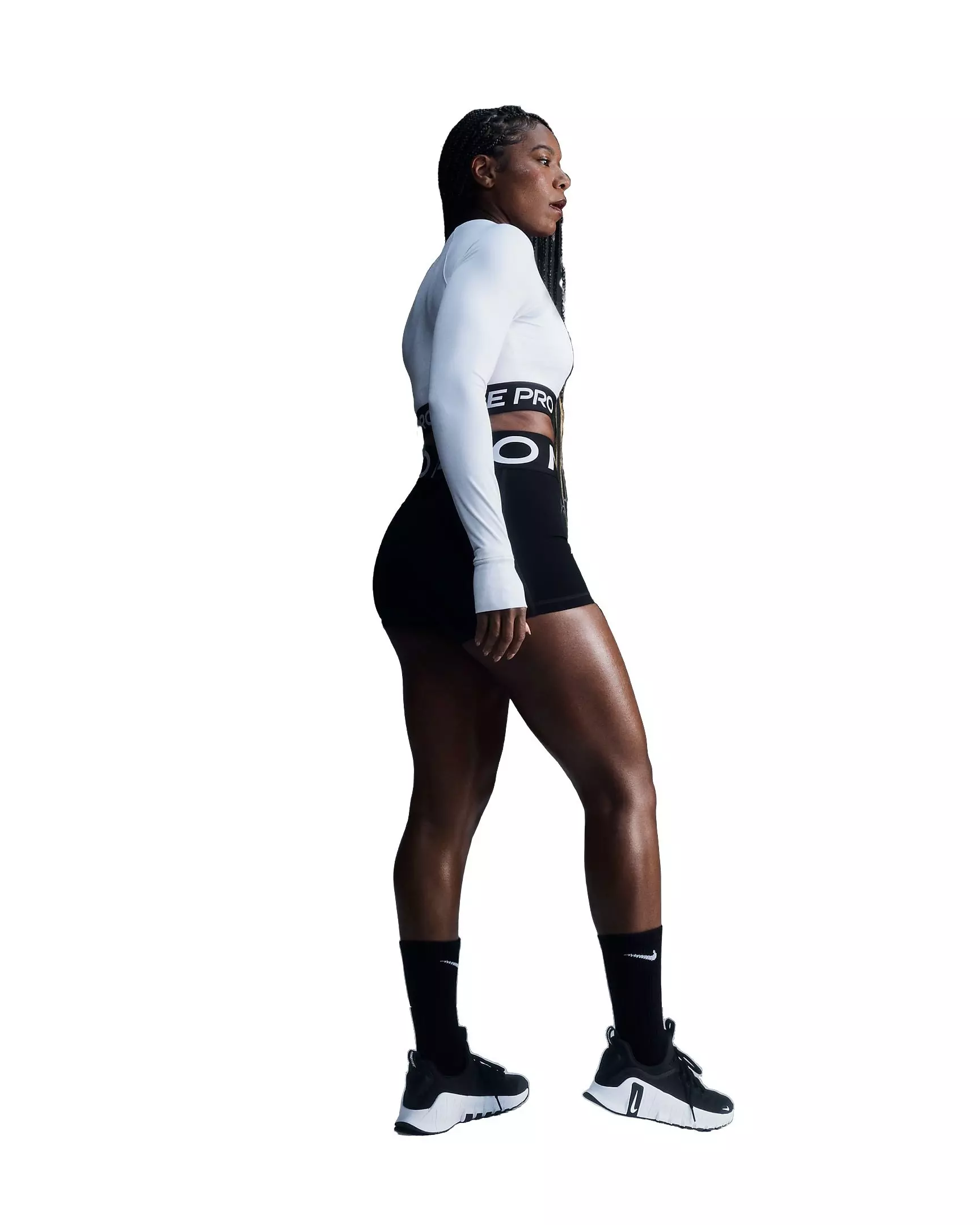 Nike Women's Pro OP2 Dri-FIT Cropped Long-Sleeve Top - WHITE/BLACK