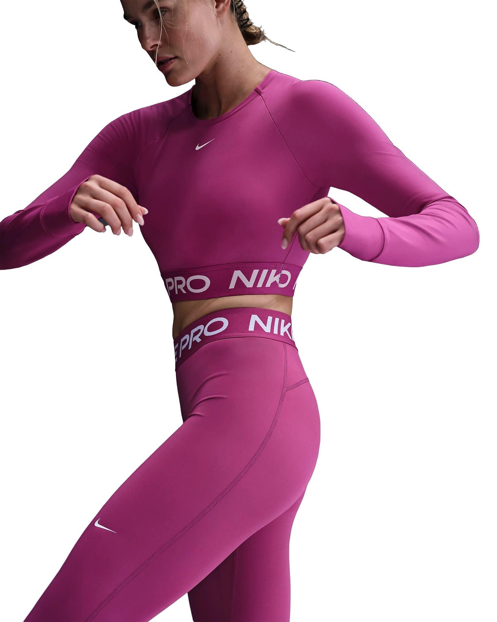 Nike Women's Pro OP2 Dri-FIT Cropped Long-Sleeve Top - FUCSHIA Thumbnail View 1