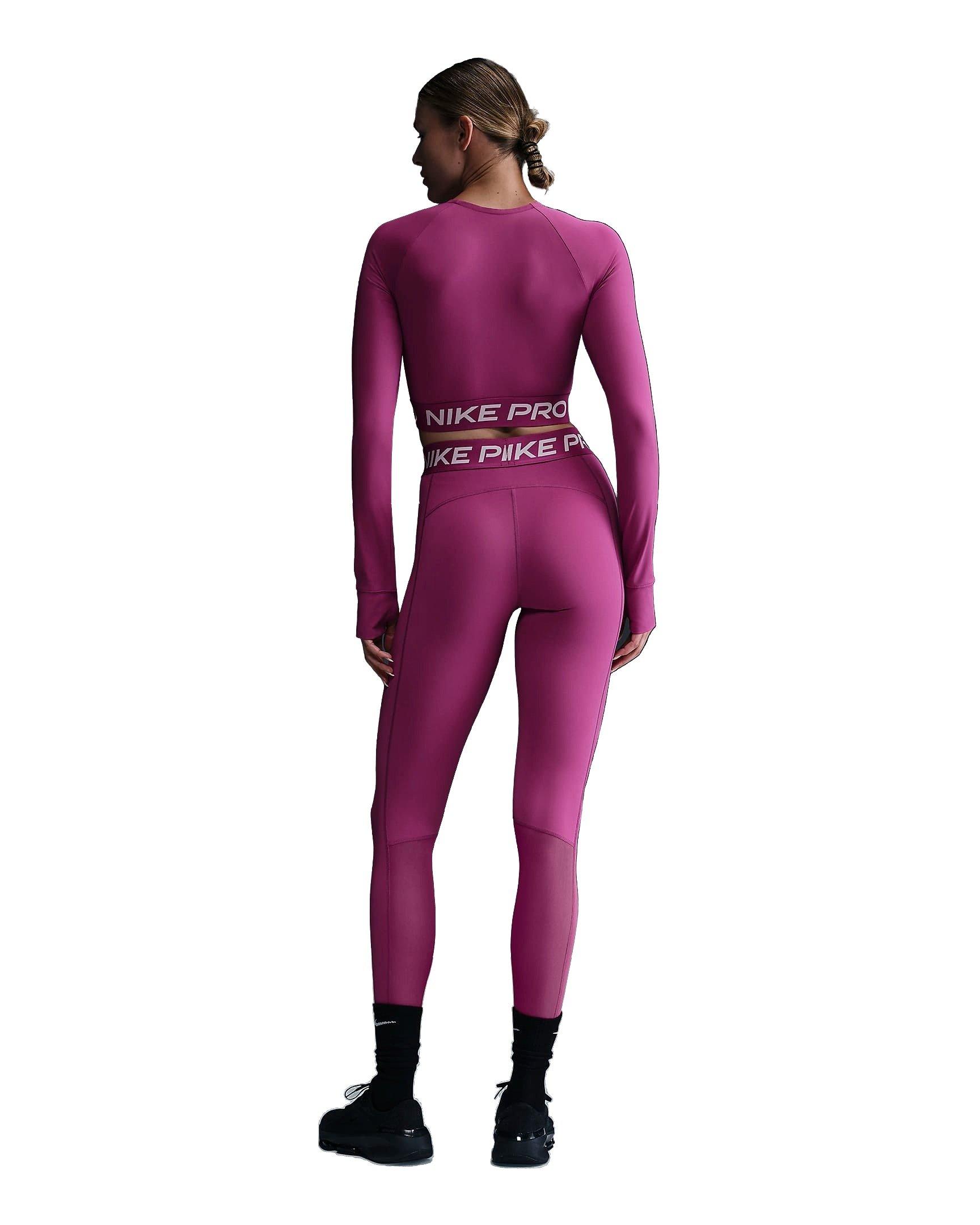 Nike Women's Pro OP2 Dri-FIT Cropped Long-Sleeve Top - FUCSHIA Thumbnail View 5