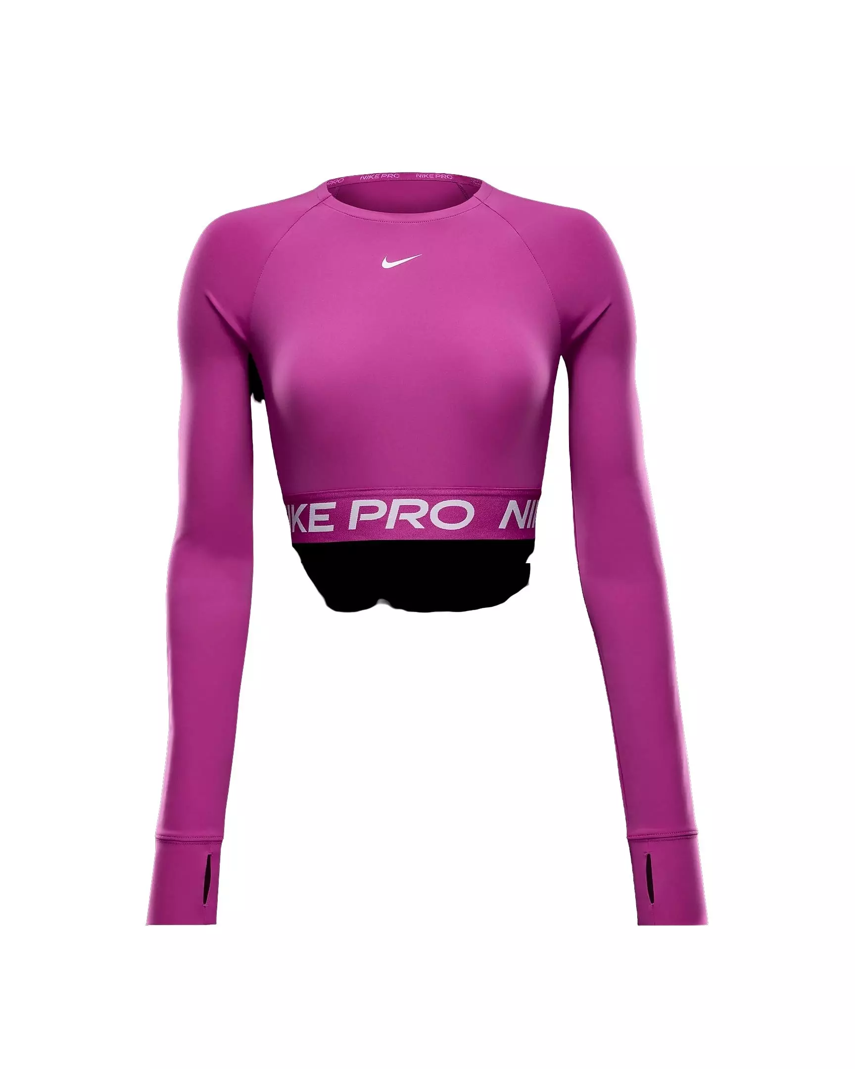 Nike Women's Pro OP2 Dri-FIT Cropped Long-Sleeve Top - FUCSHIA