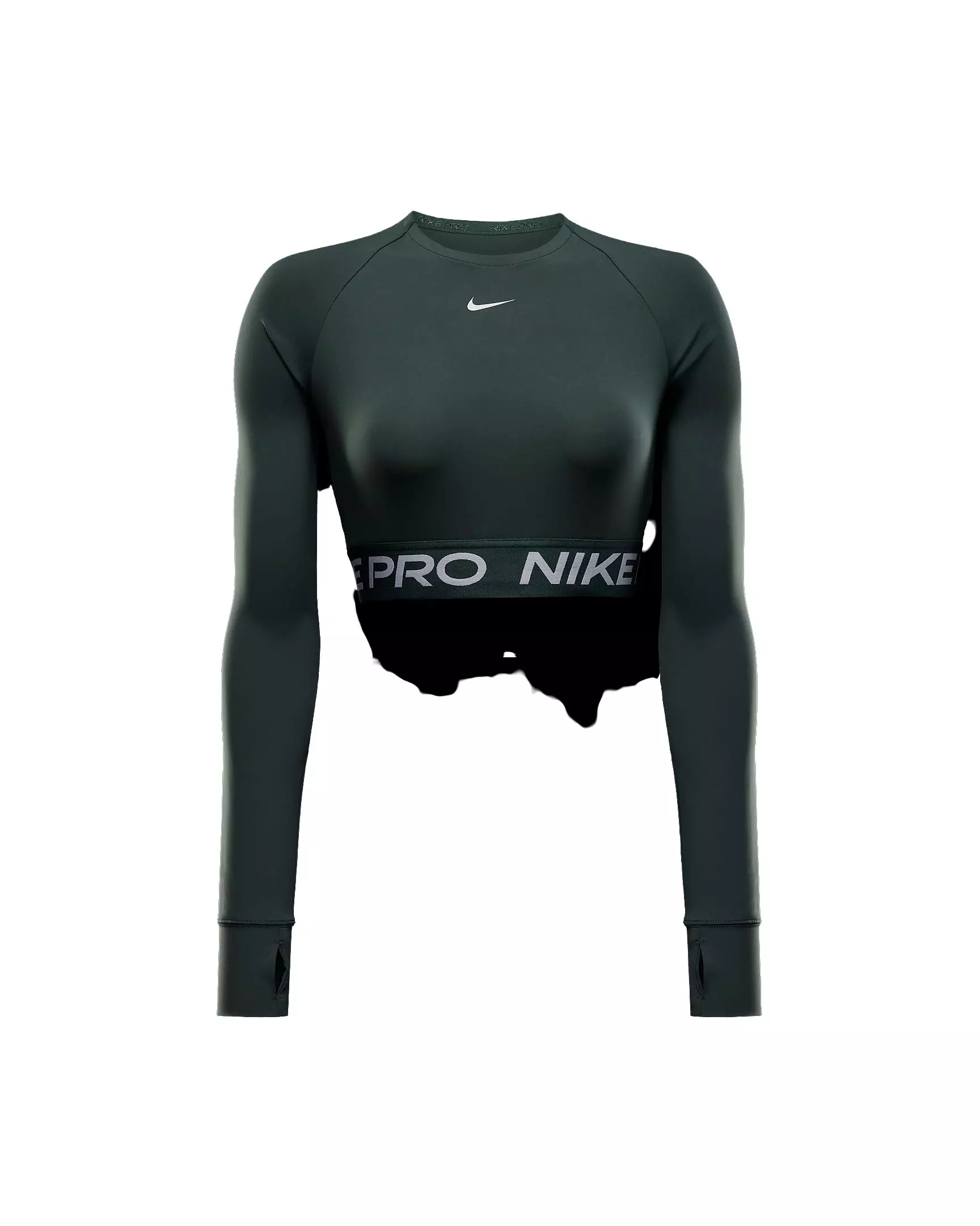Nike Women's Pro OP2 Dri-FIT Cropped Long-Sleeve Top - GREEN