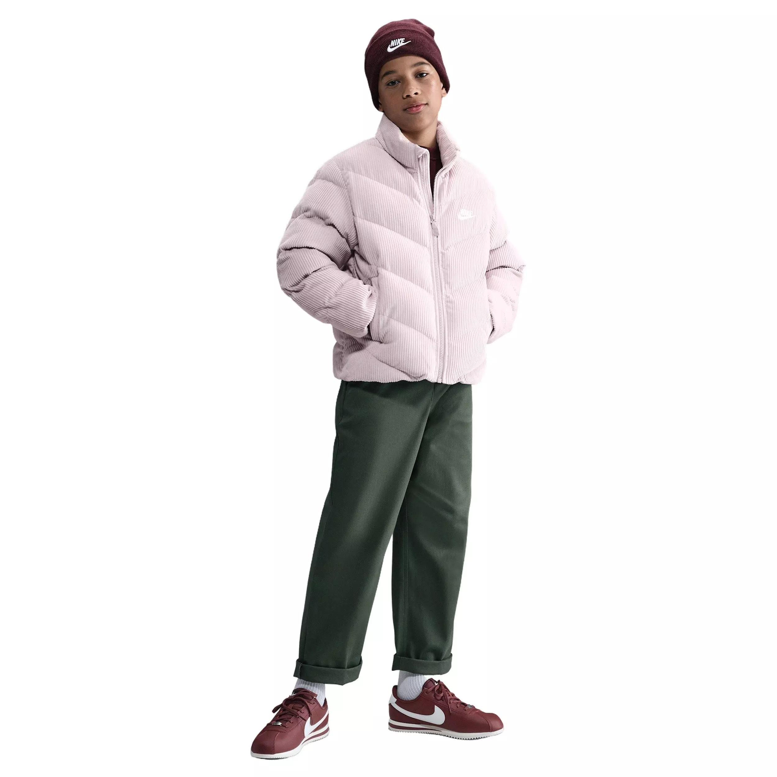 Nike Big Kids' Sportswear All Day Play Therma-FIT Loose-Fit Corduroy Puffer Jacket - Purple - PURPLE