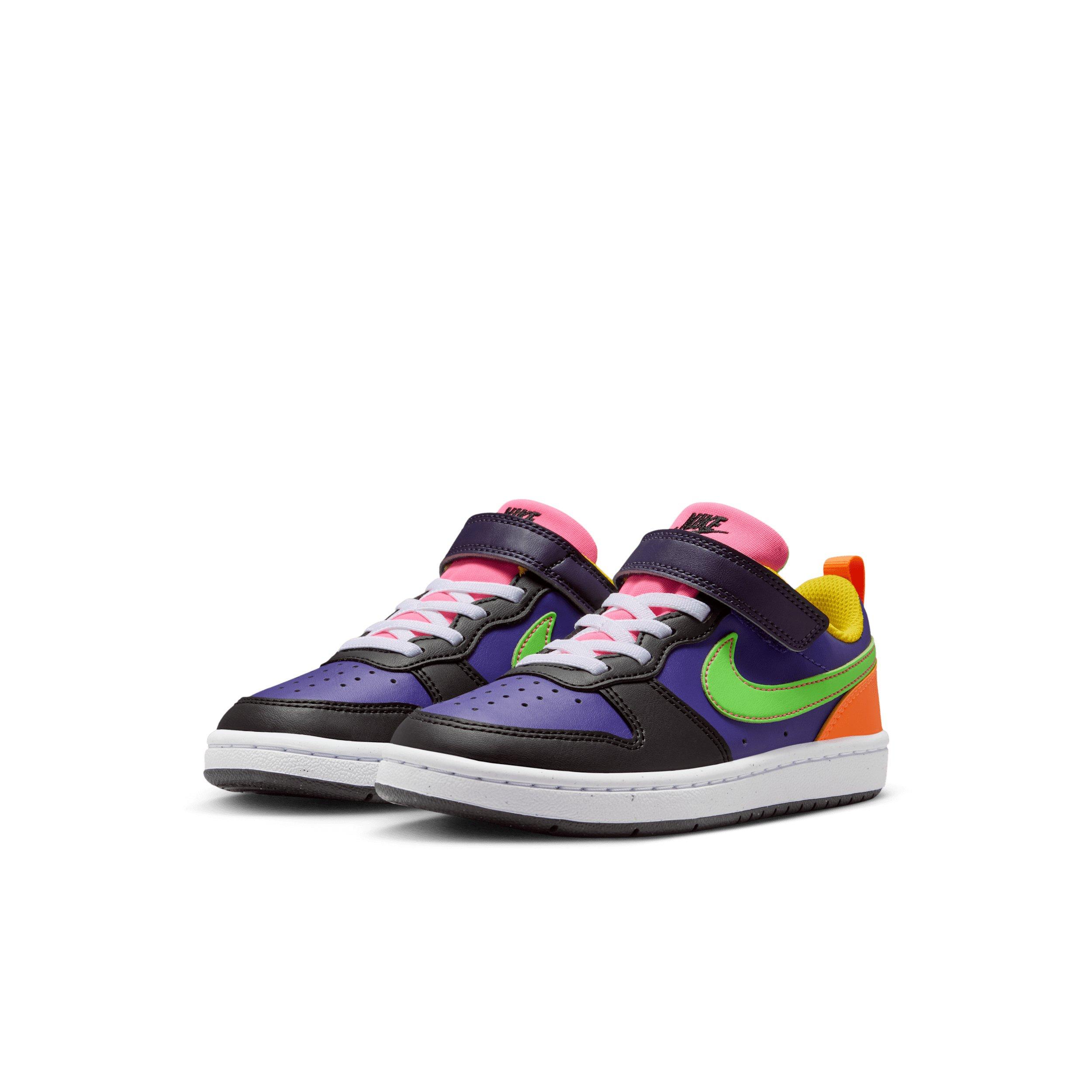Nike Court Borough Low Recraft "Court Purple/Purple/Hyper Pink/Green Strike" Preschool Boys' Shoe - PURPLE/PURPLE/PINK/GREEN Thumbnail View 3