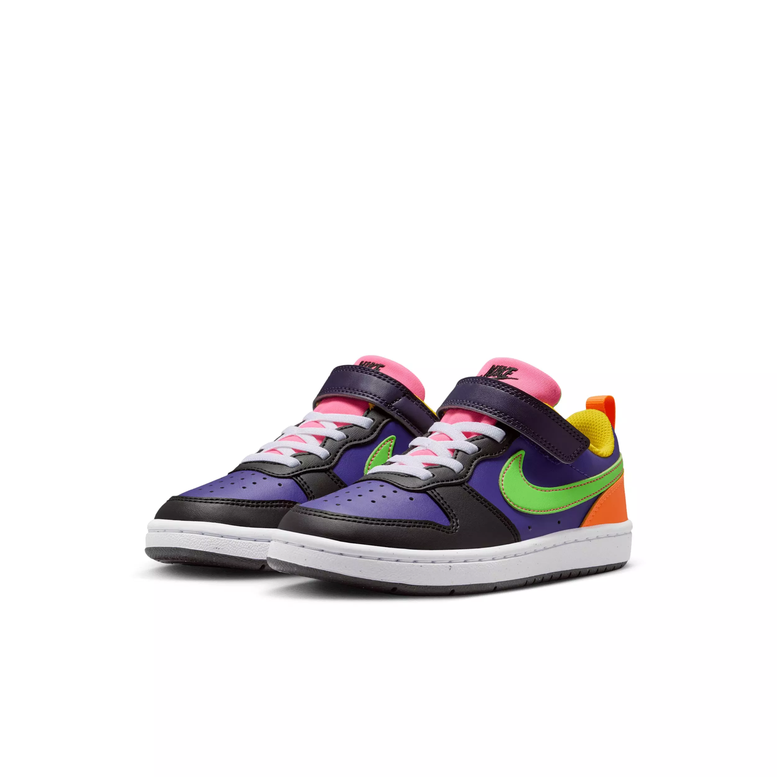 Nike Court Borough Low Recraft "Court Purple/Purple/Hyper Pink/Green Strike" Preschool Boys' Shoe - PURPLE/PURPLE/PINK/GREEN