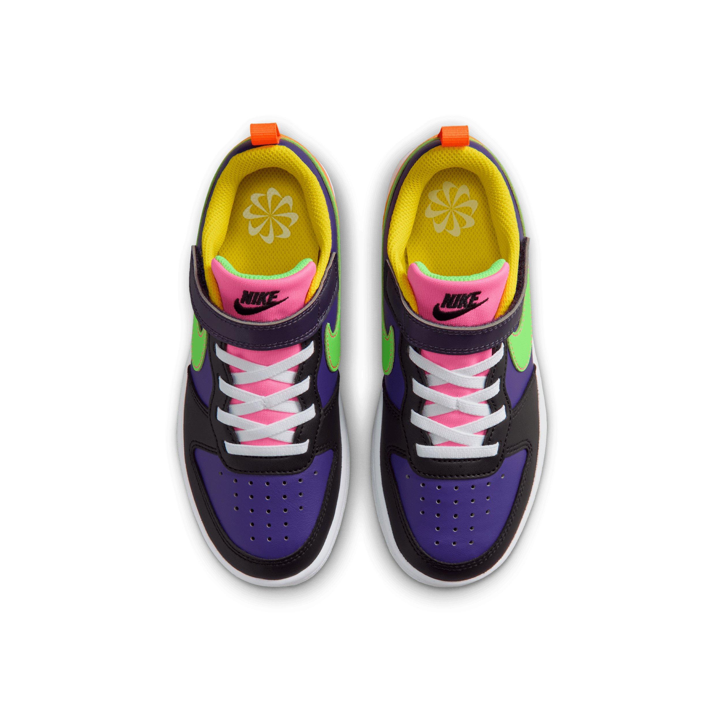 Nike Court Borough Low Recraft "Court Purple/Purple/Hyper Pink/Green Strike" Preschool Boys' Shoe - PURPLE/PURPLE/PINK/GREEN Thumbnail View 4