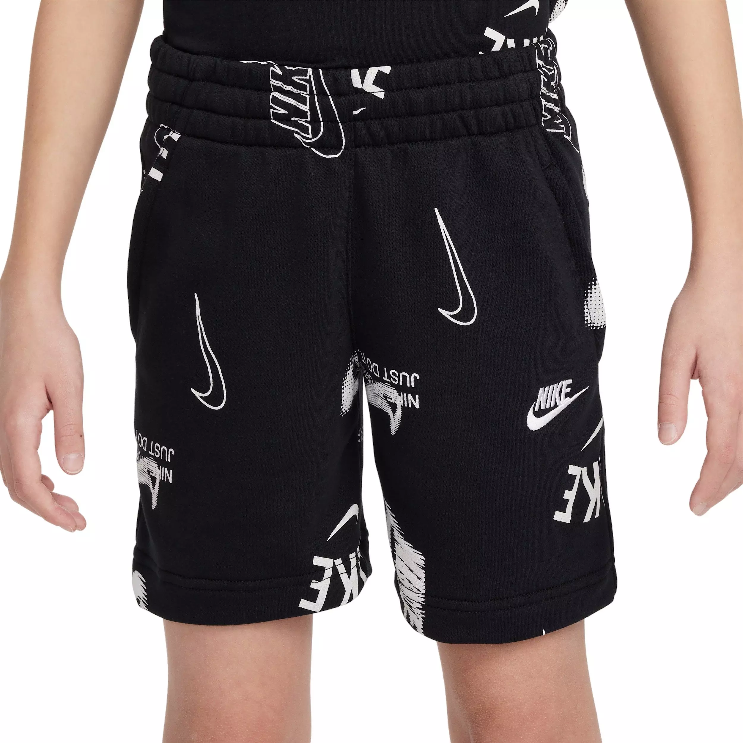 Nike Big Kids' Sportswear Logo Club French Terry Shorts - Black - BLACK