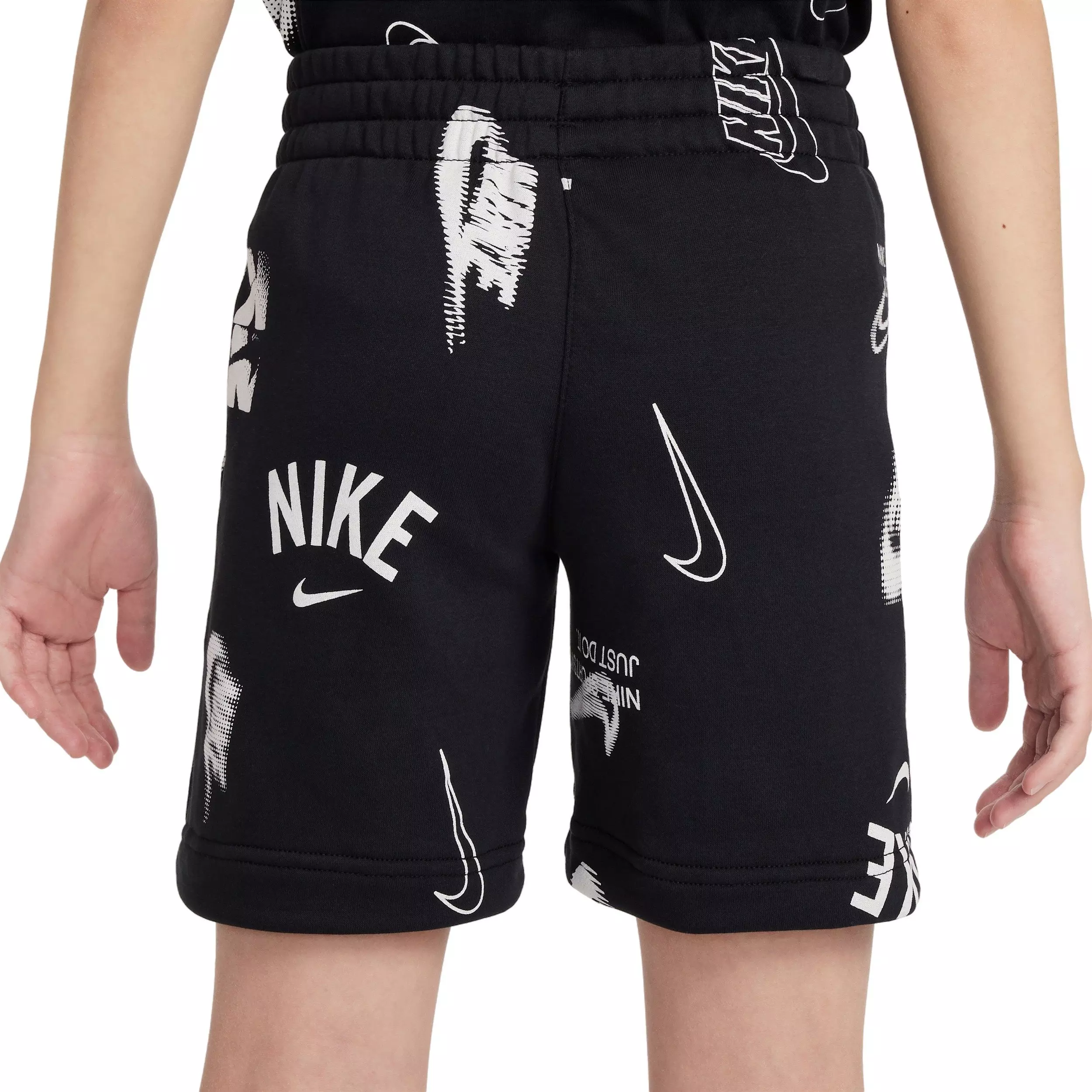 Nike Big Kids' Sportswear Logo Club French Terry Shorts - Black - BLACK