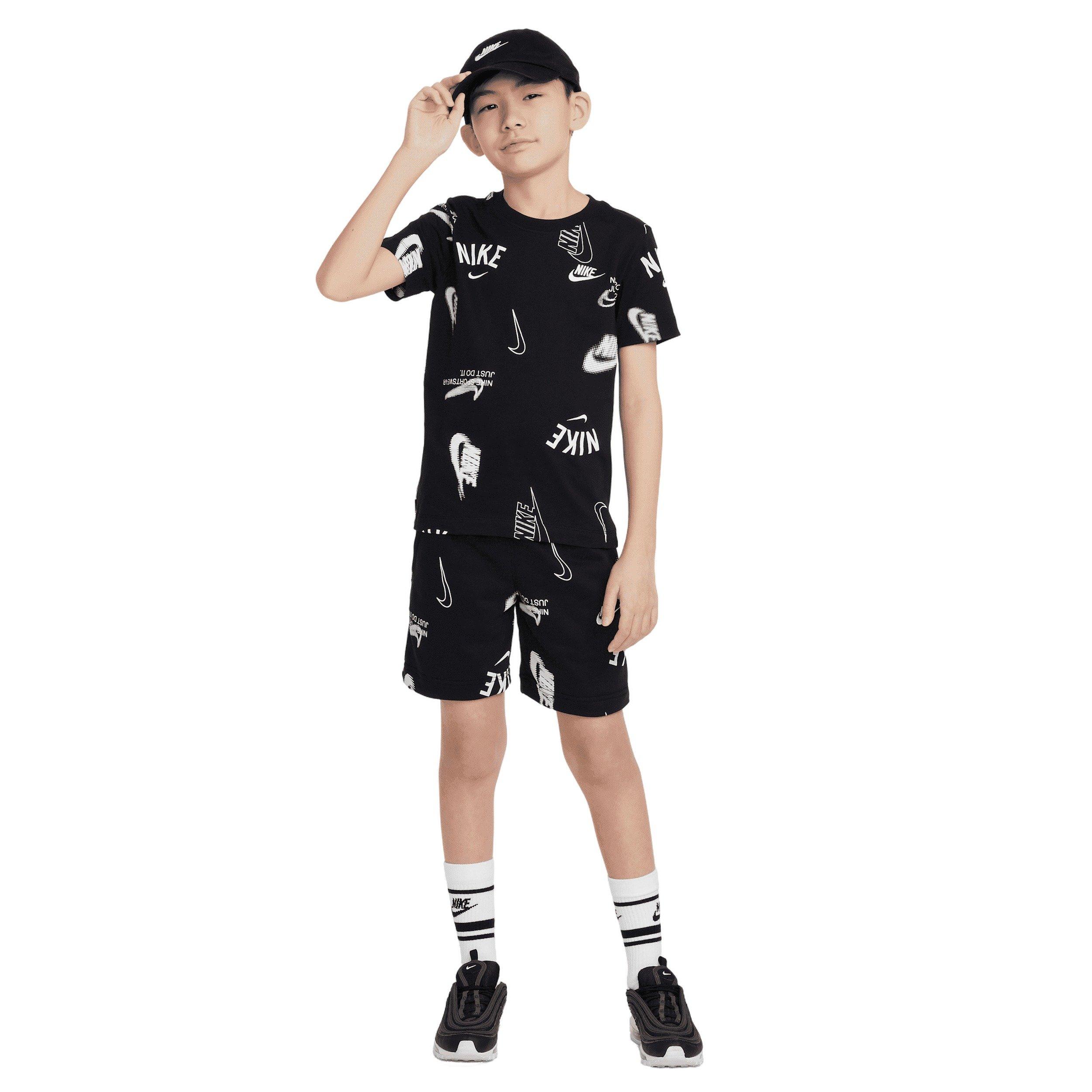 Nike Big Kids' Sportswear Logo Club French Terry Shorts - Black - BLACK Thumbnail View 7