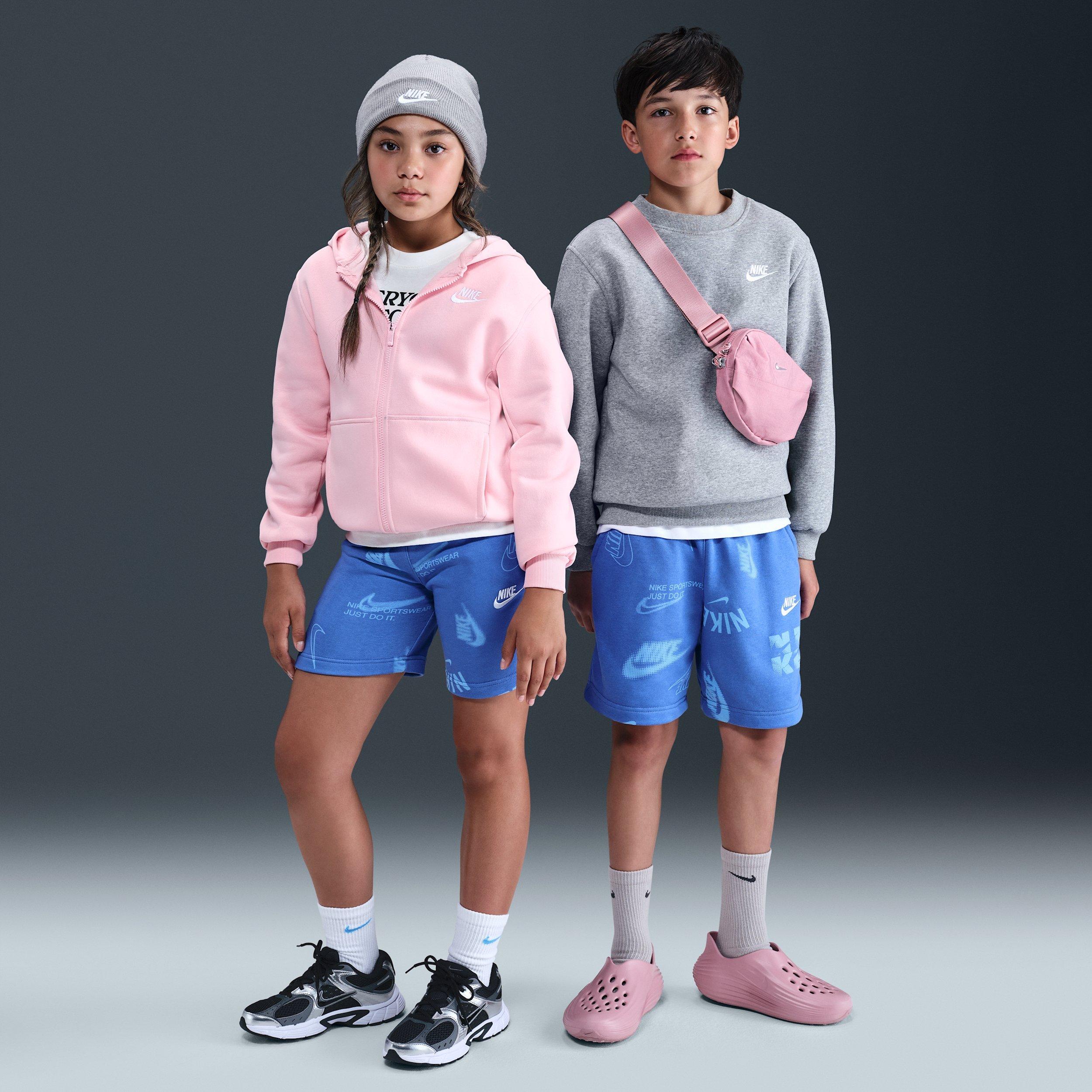 Nike Big Kids' Sportswear Logo Club French Terry Shorts - Blue/White - BLUE Thumbnail View 3