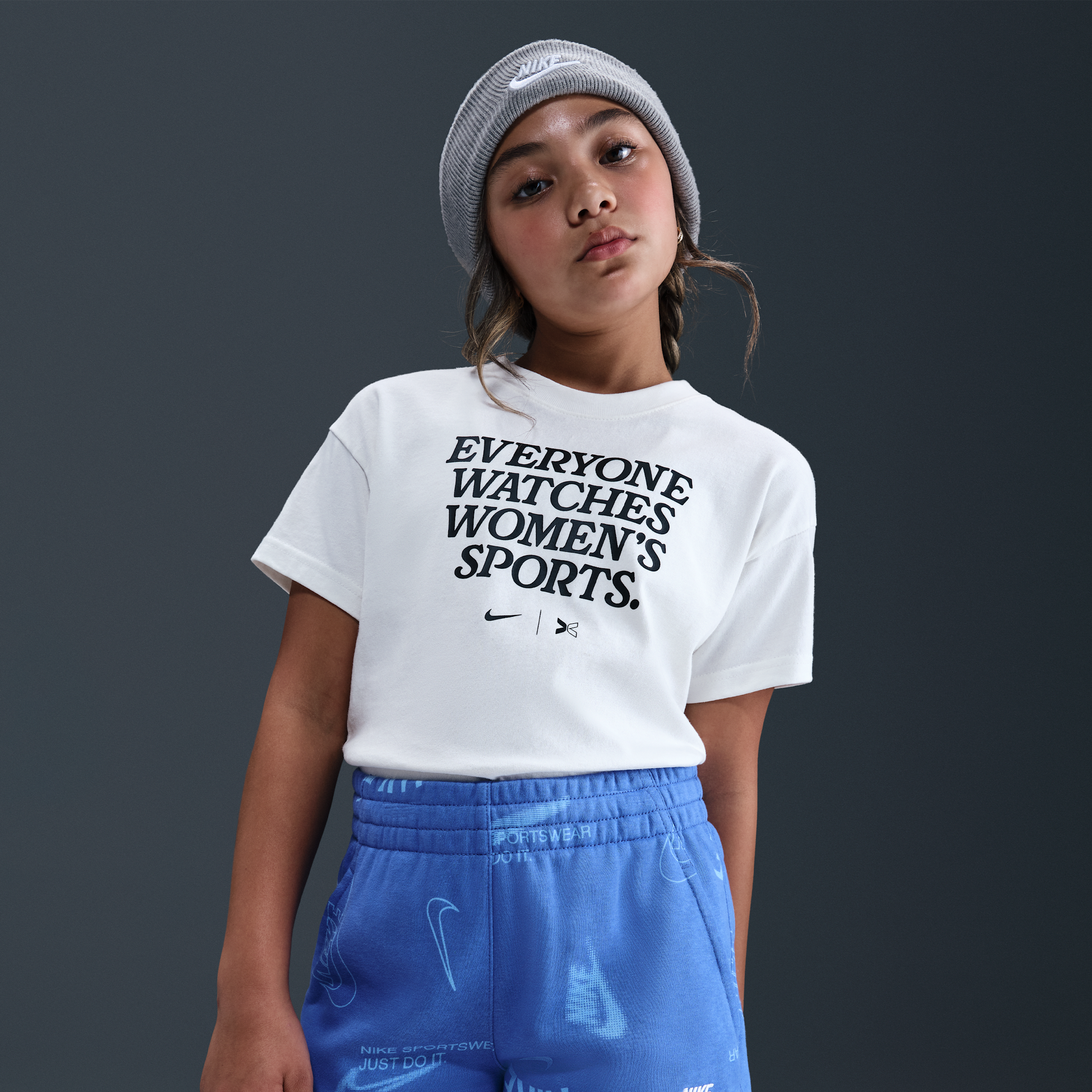 Nike Big Kids' Sportswear Logo Club French Terry Shorts - Blue/White - BLUE Thumbnail View 4