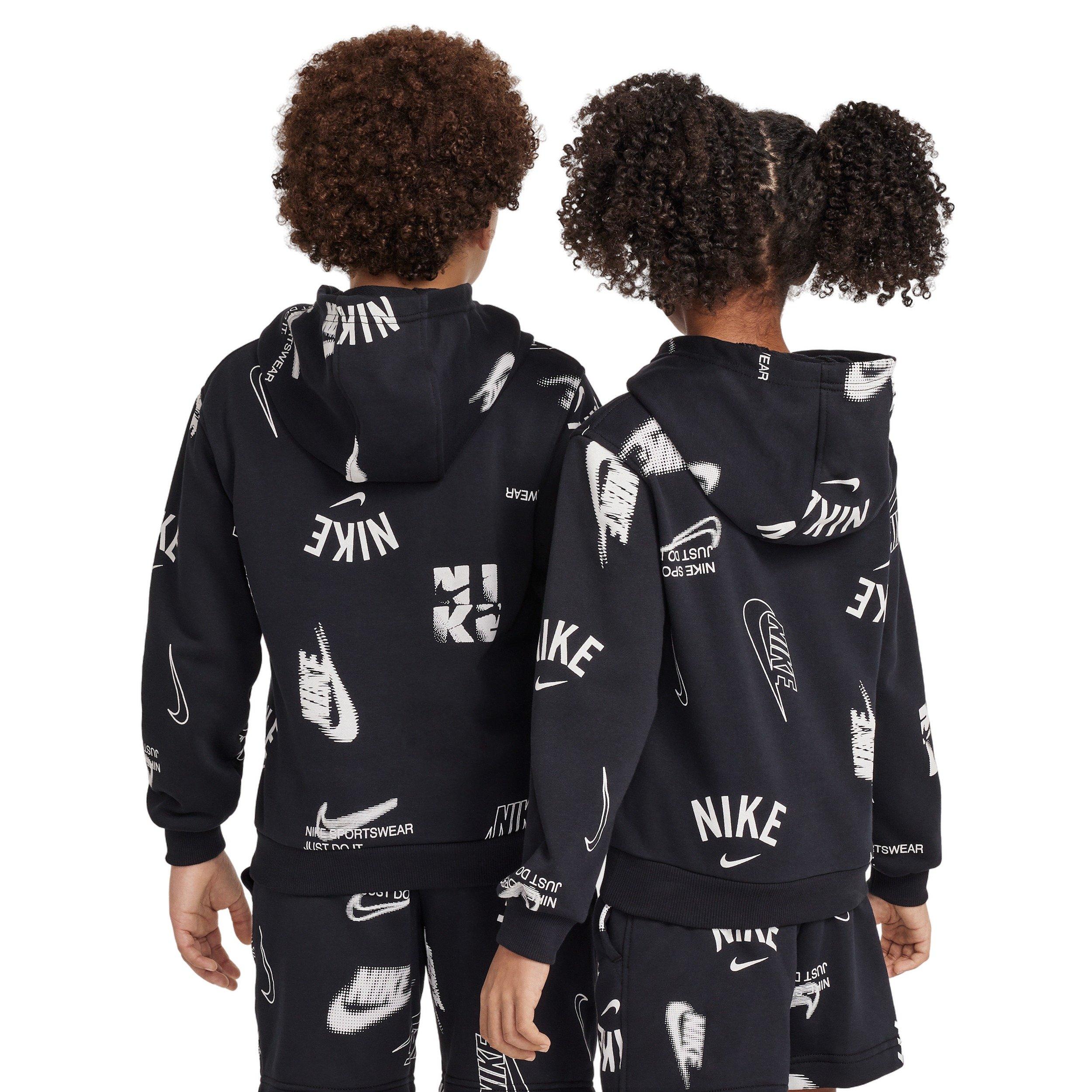 Nike Sportswear Club French Terry Big Kids' Black/White Hoodie
