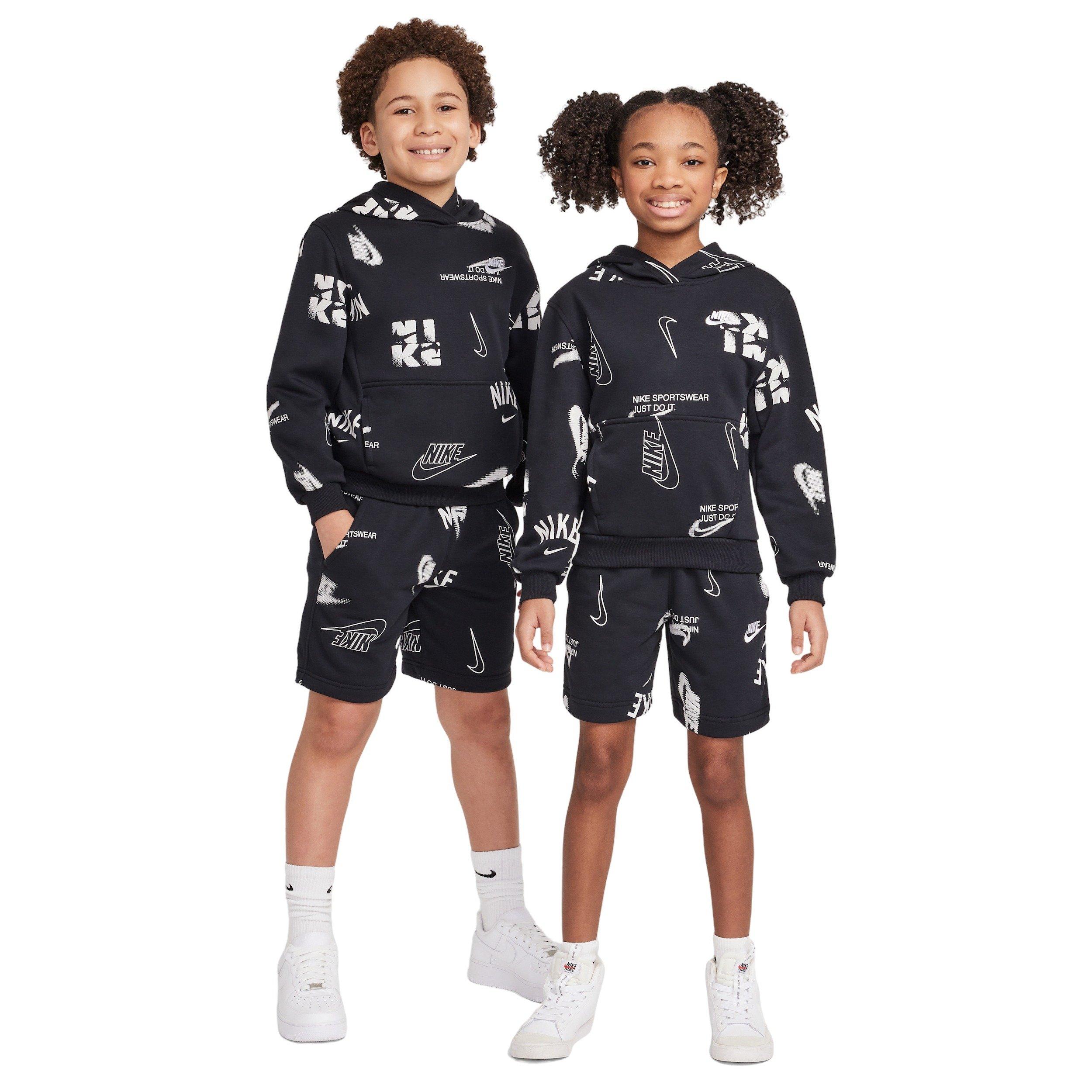 Nike Sportswear Club French Terry Big Kids' Black/White Hoodie