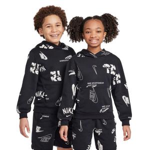 Nike Big Kids' Sportswear Club French Terry Hoodie - Black/White