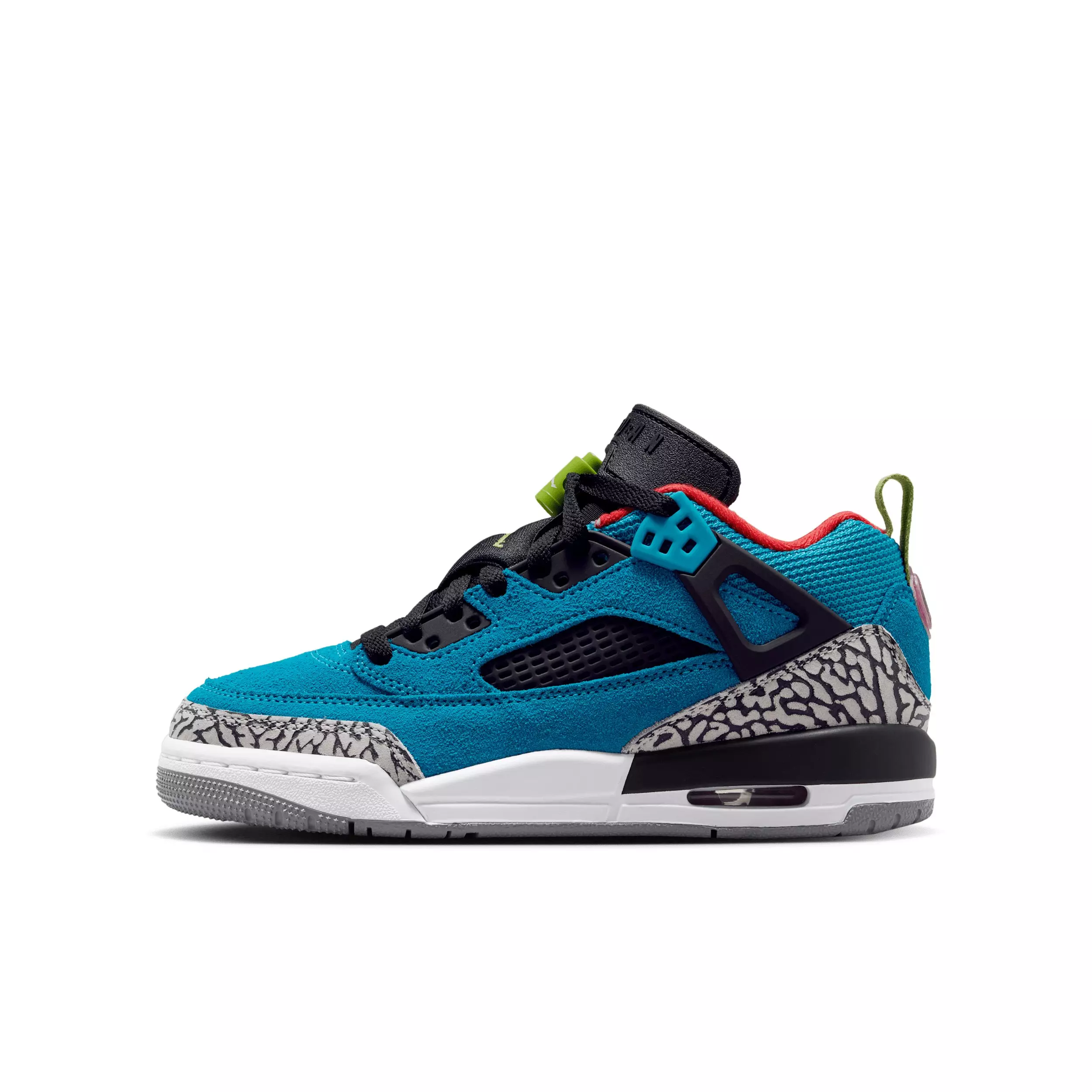 Jordan Spizike Low "Neo Turquoise/Light Crimson/Cosmic Fuchsia/Vivid Green" Grade School Boys' Shoe - TURQUOISE/LT CRIMSON/FUCHSIA/GREEN