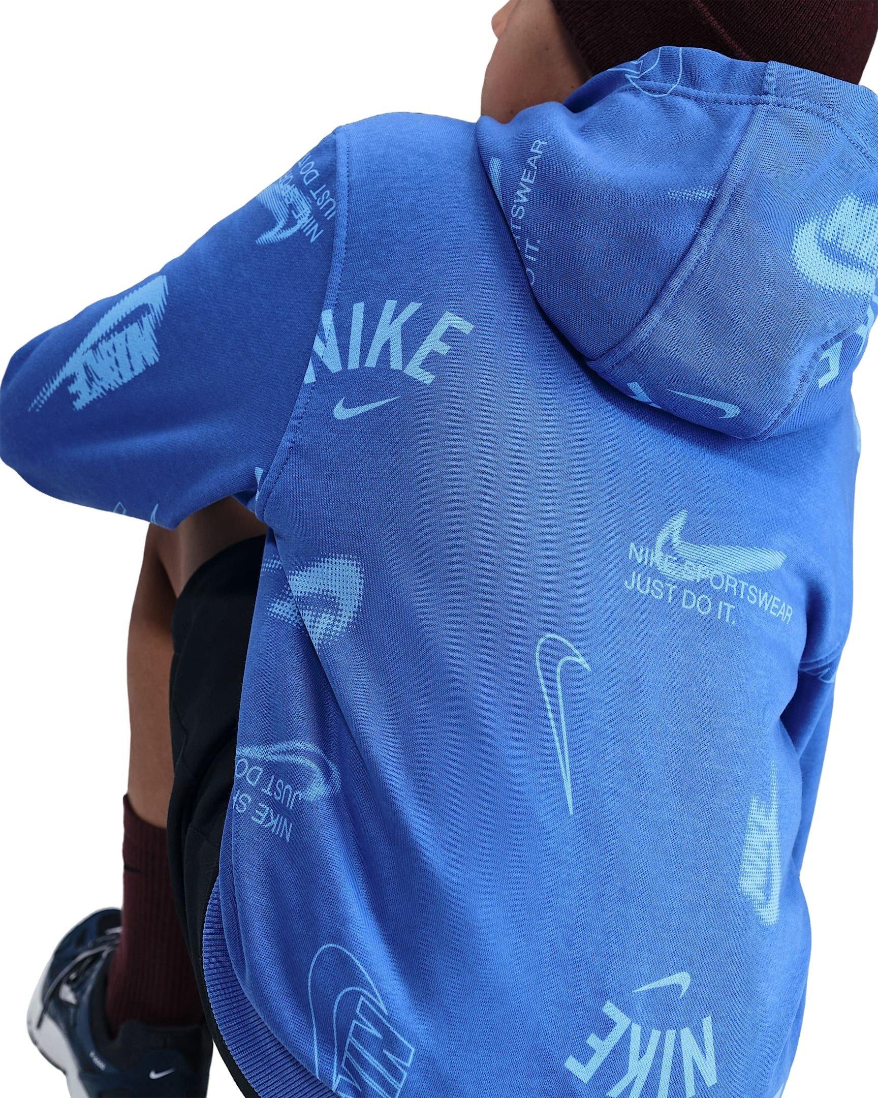 Nike Big Kids' Sportswear Club French Terry Hoodie - Blue/White - BLUE/WHITE