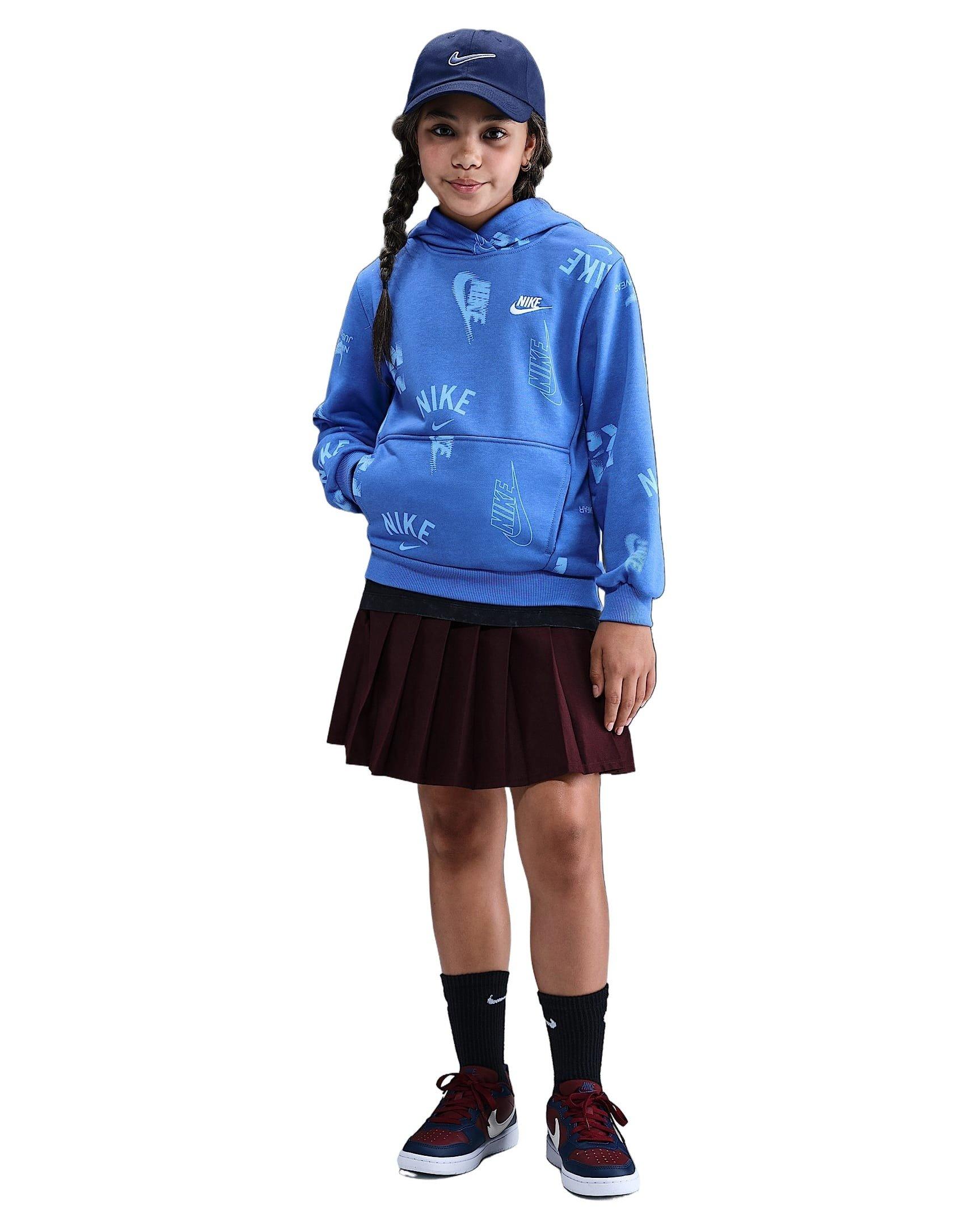 Nike Big Kids' Sportswear Club French Terry Hoodie - Blue/White - BLUE/WHITE
