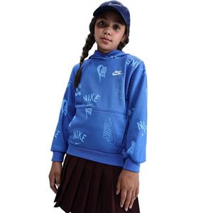Nike Big Kids' Sportswear Club French Terry Hoodie - Blue/White - BLUE/WHITE