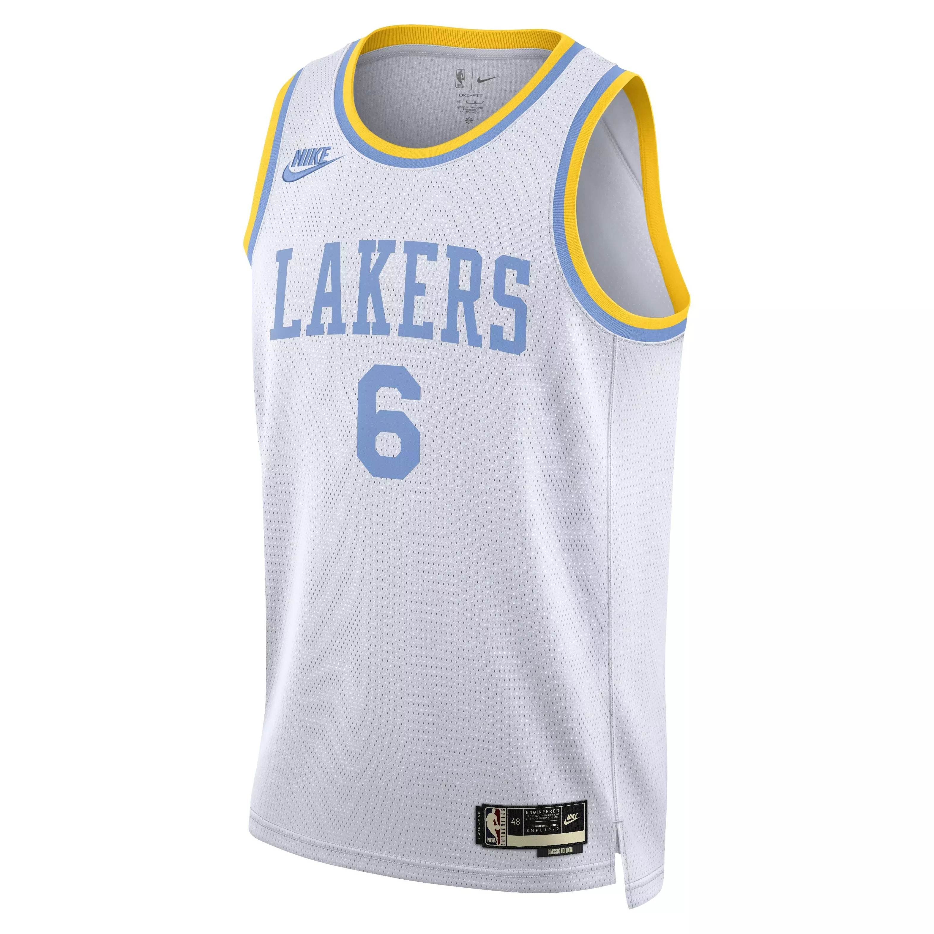 Nike Men's Los Angeles Lakers Dri-FIT HWC 22 NBA Swingman Jersey-White/James - WHITE/JAMES
