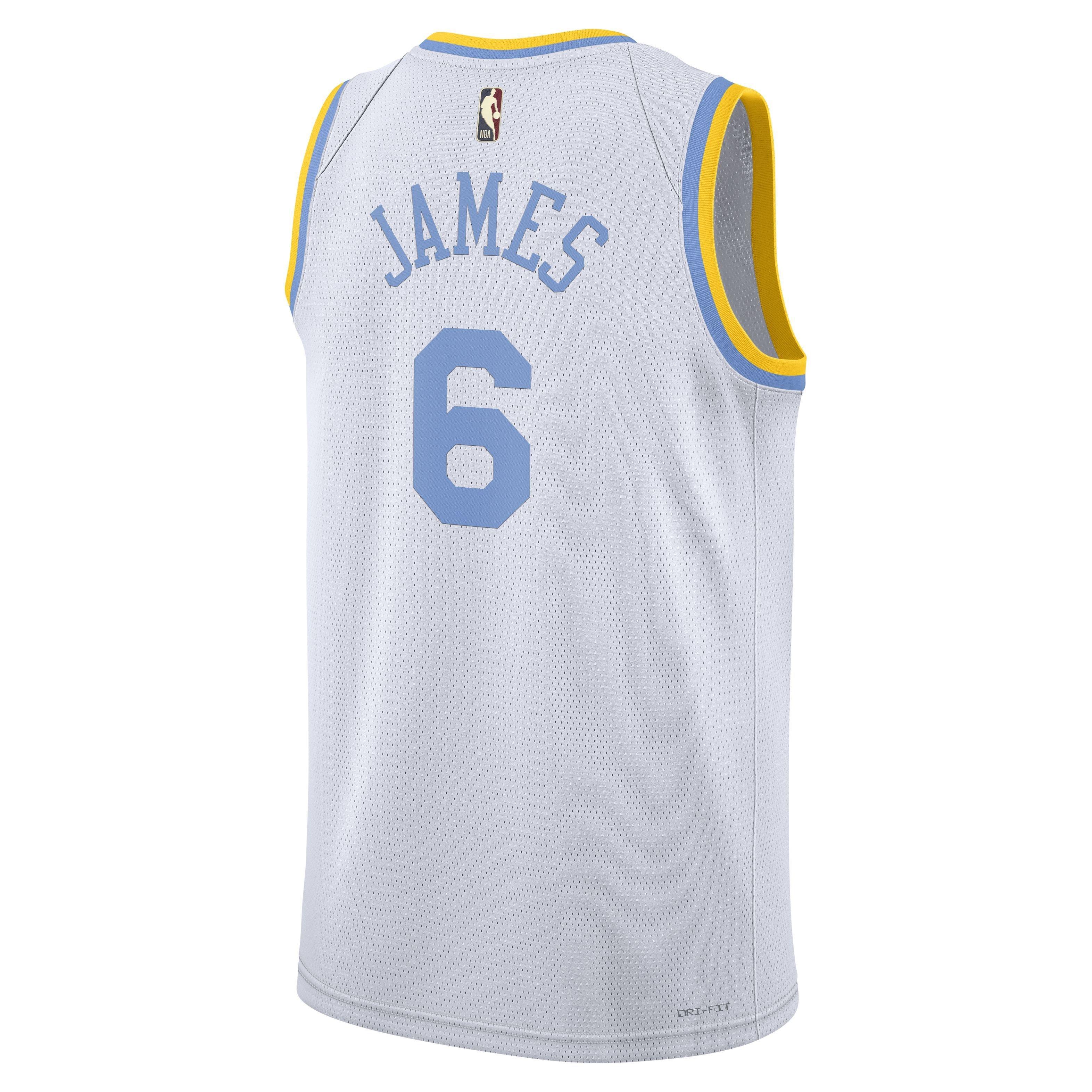 Nike Men's Los Angeles Lakers Dri-FIT HWC 22 NBA Swingman Jersey-White/James - WHITE/JAMES Thumbnail View 1