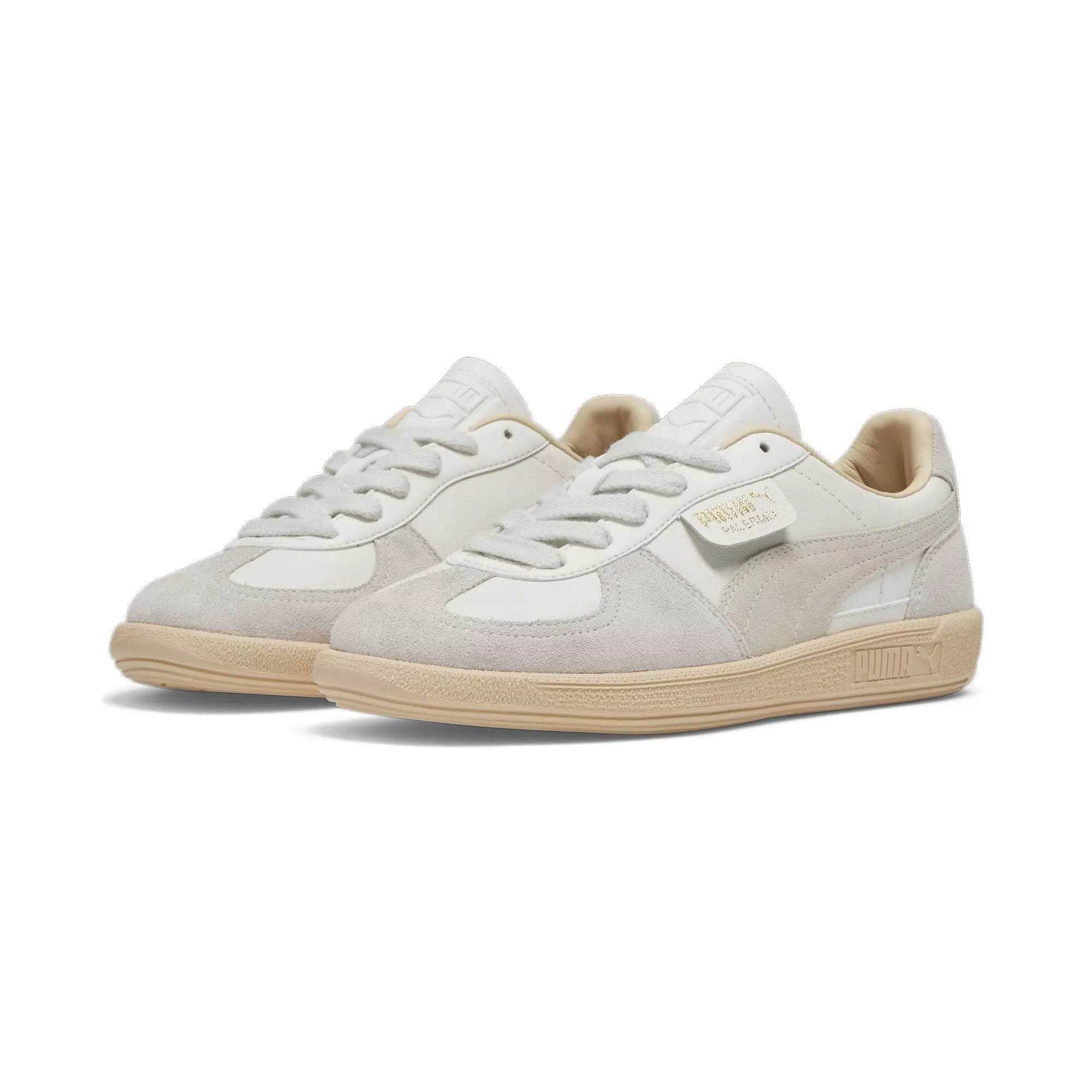PUMA Palermo Leather "Warm White/Alpine Snow/Cashew" Women's Shoe - WHITE/SNOW/CASHEW