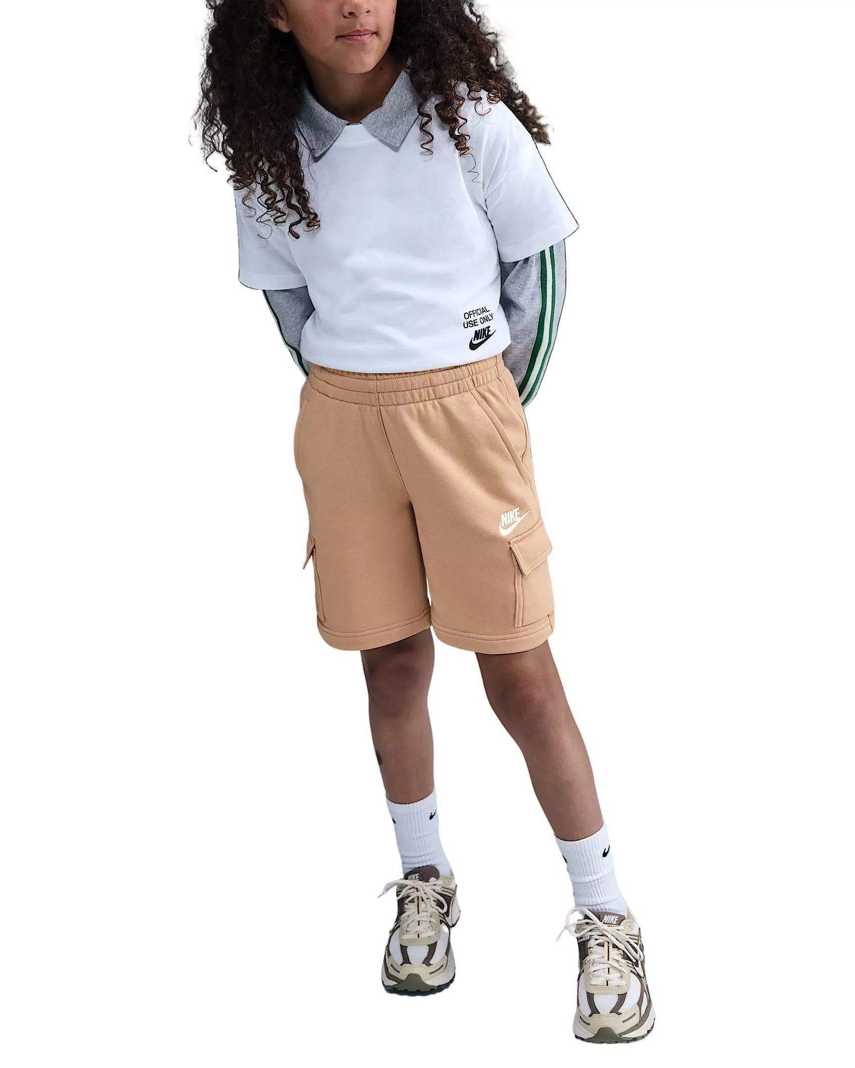 Nike Big Kids' Sportswear Club French Terry Cargo Shorts - Brown - BROWN