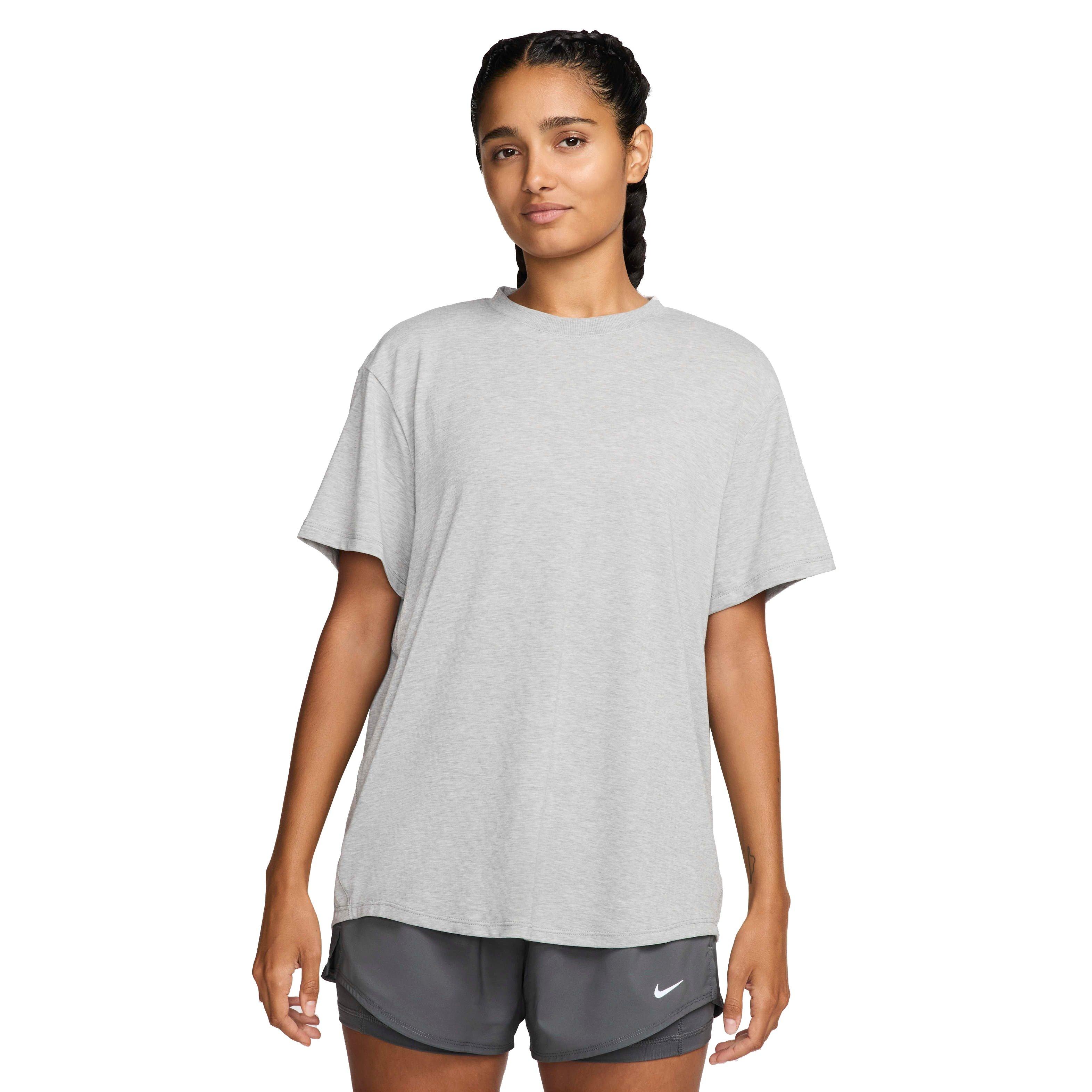 Nike Women's One Relaxed Dri-FIT Short-Sleeve Top -Smoke Grey - SMOKE GREY Thumbnail View 1