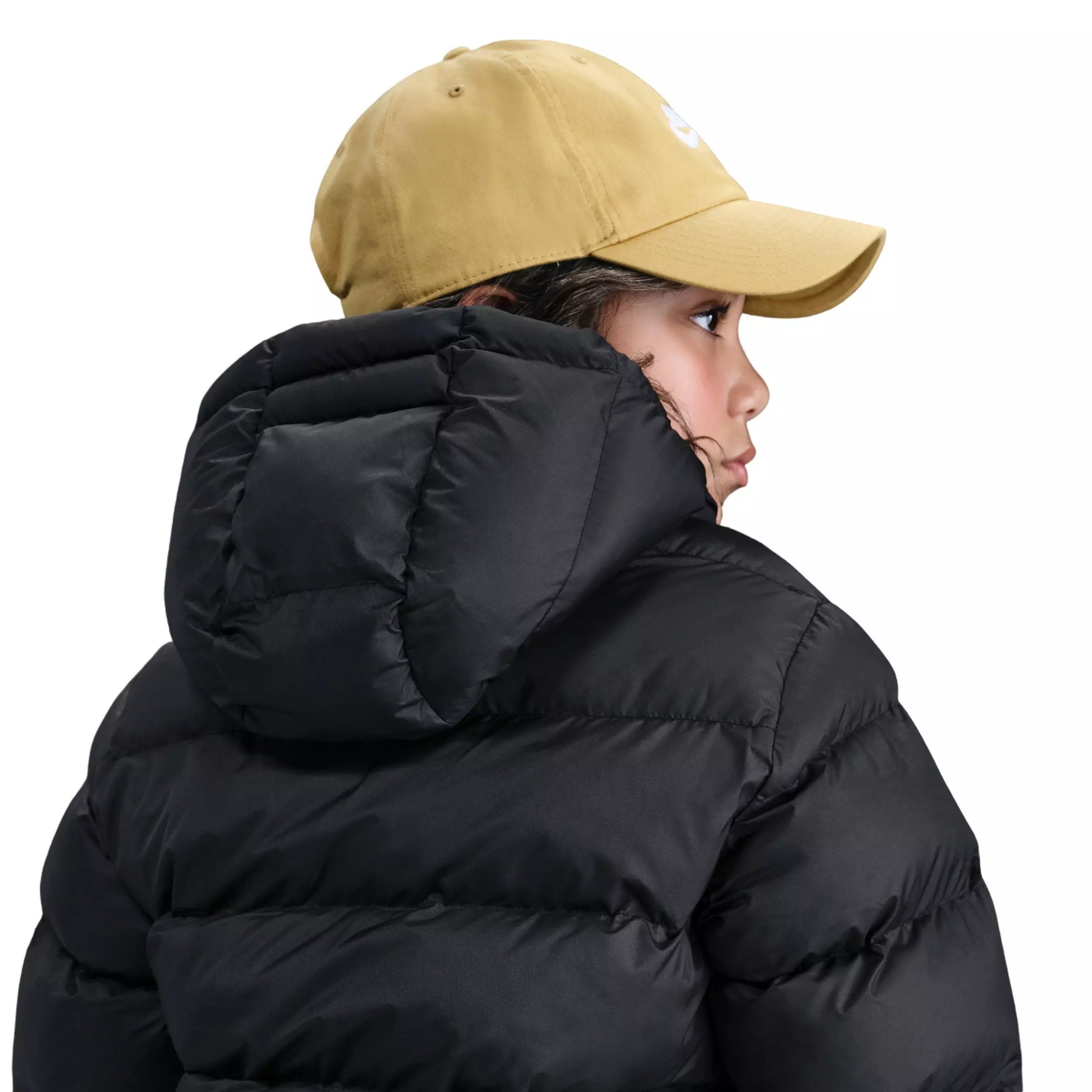 Nike Big Kids' Sportswear All Day Play Therma-FIT Loose-Fit Mid-Length Puffer Jacket - Black - BLACK