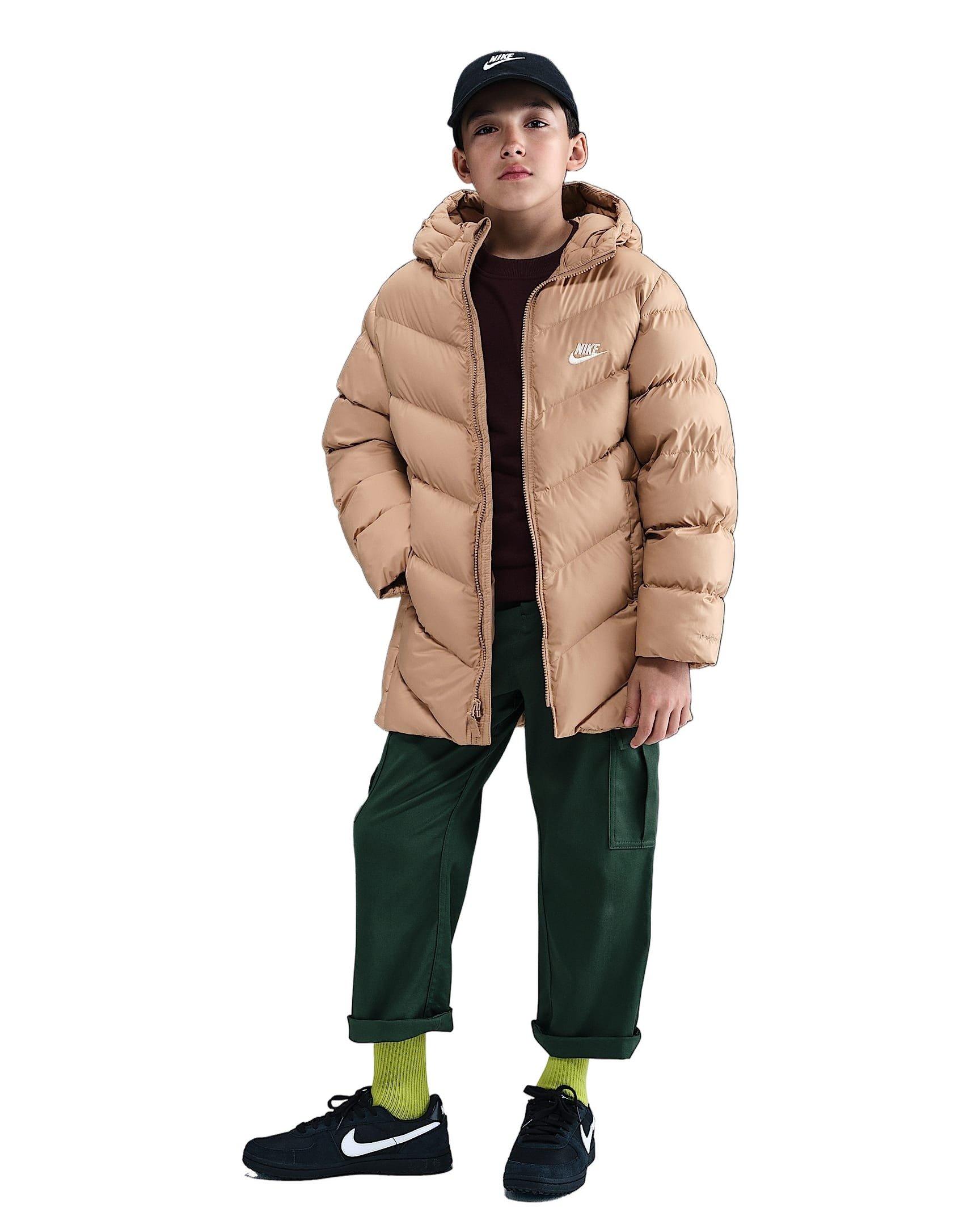 Nike Sportswear All Day Play Therma-FIT Loose-Fit Big Kids' Brown Mid-Length Puffer Jacket