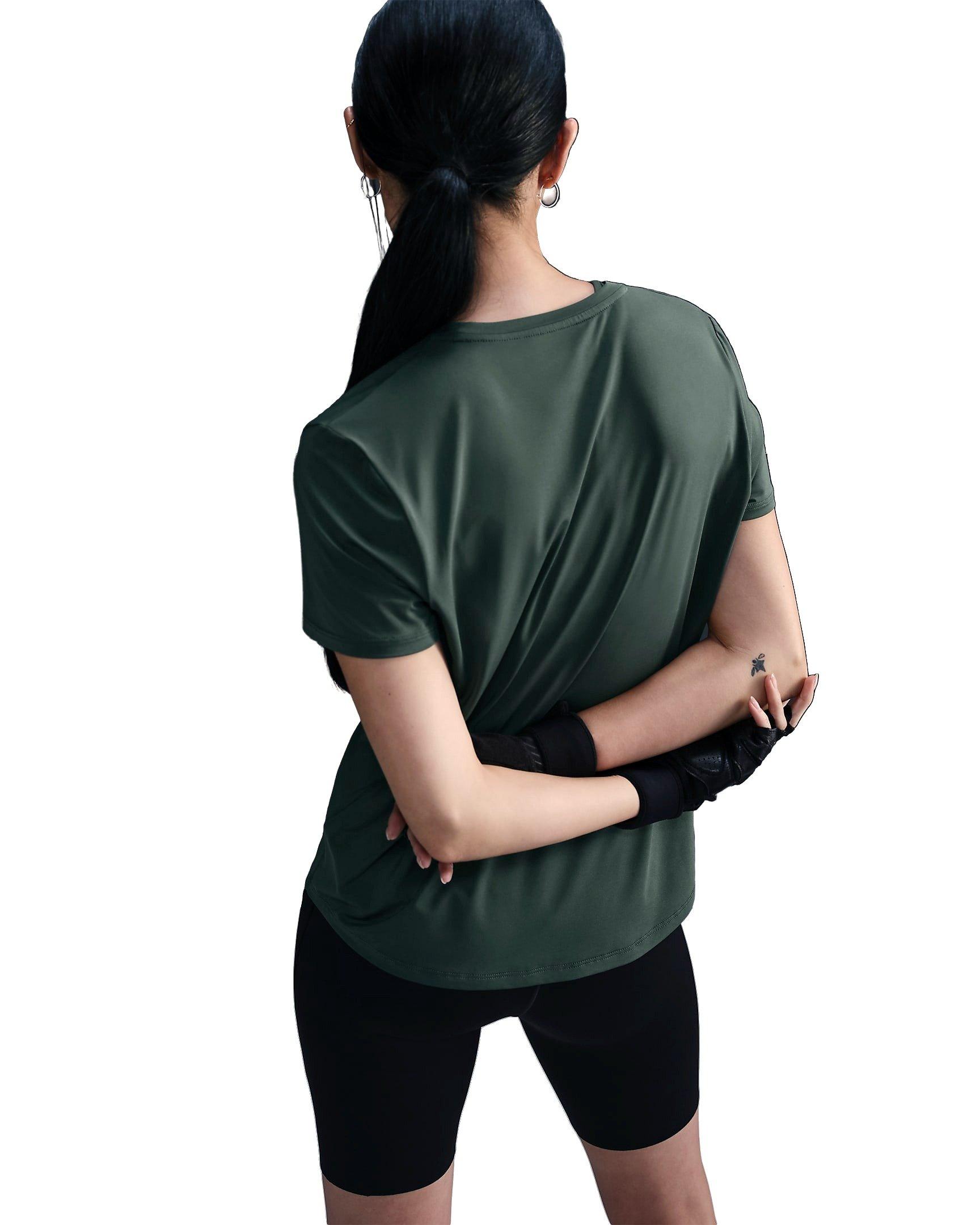 Nike Women's One Classic Dri-FIT Short-Sleeve Standard Top - GREEN/BLACK Thumbnail View 2