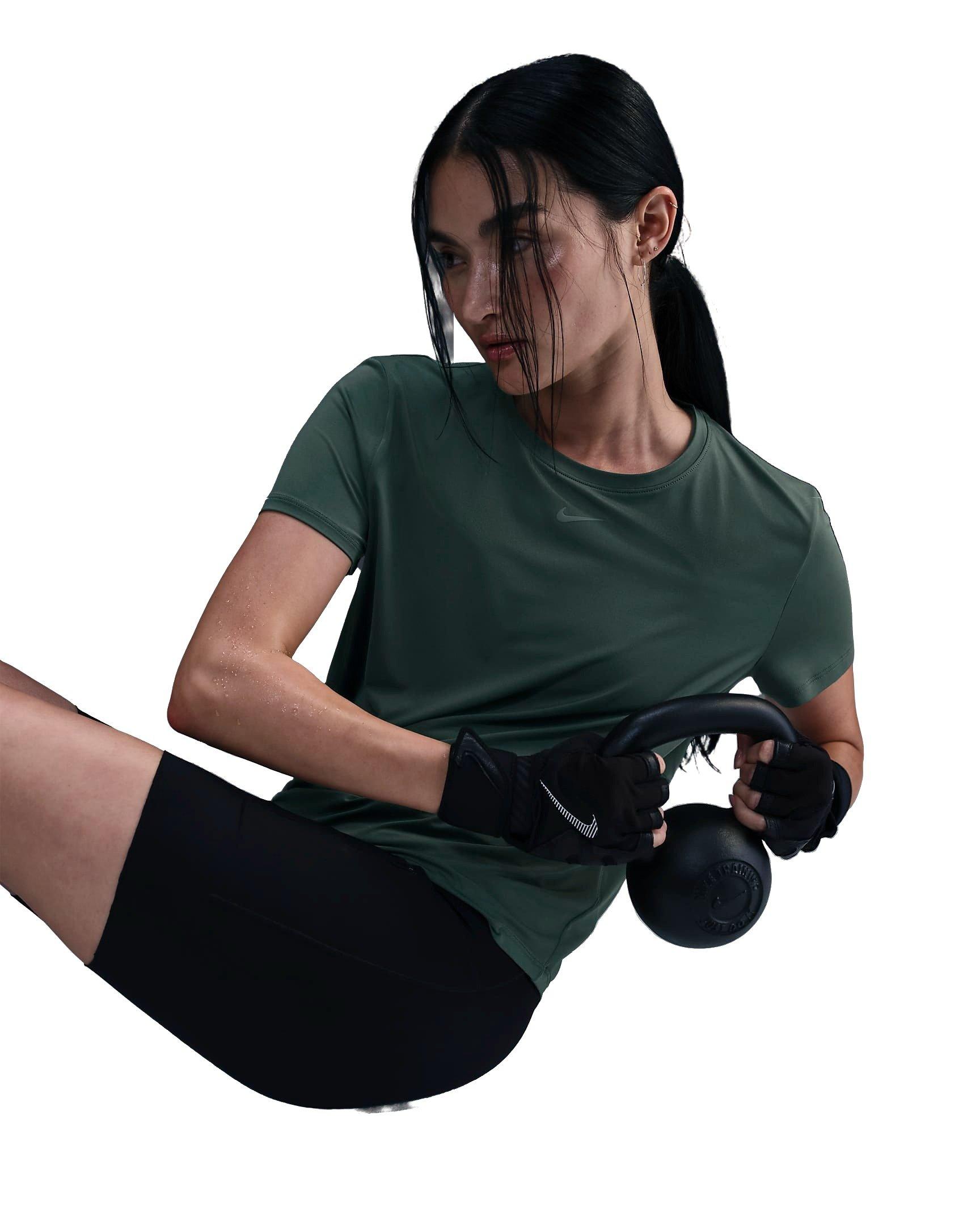 Nike Women's One Classic Dri-FIT Short-Sleeve Standard Top - GREEN/BLACK Thumbnail View 3