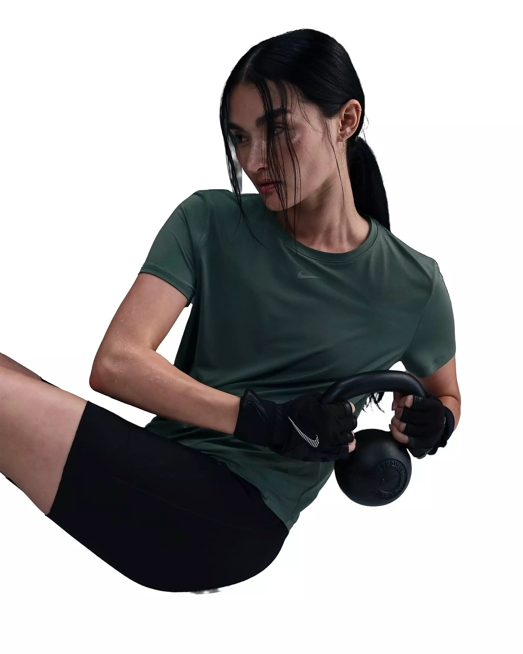 Nike Women's One Classic Dri-FIT Short-Sleeve Standard Top - GREEN/BLACK