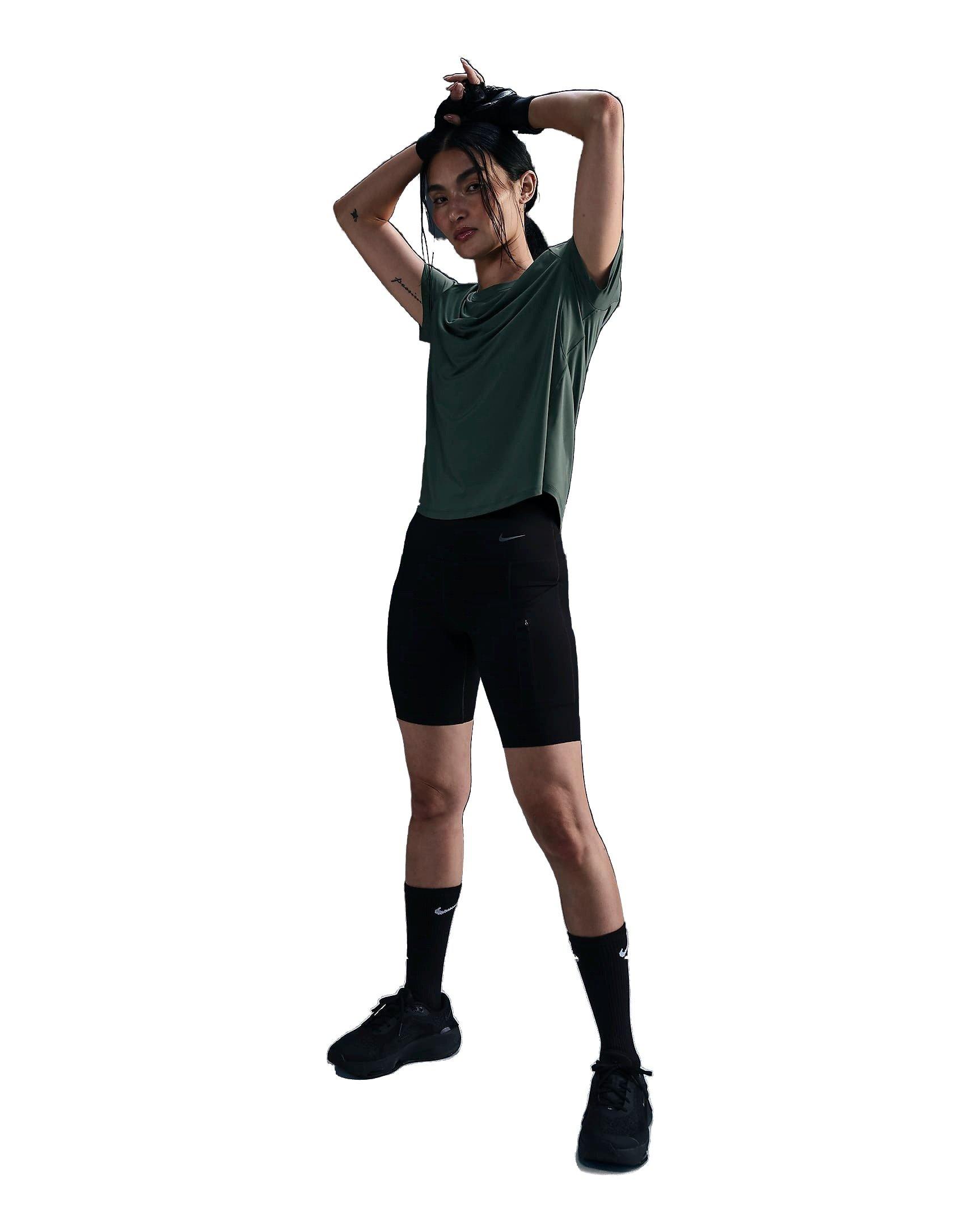 Nike Women's One Classic Dri-FIT Short-Sleeve Standard Top - GREEN/BLACK Thumbnail View 4