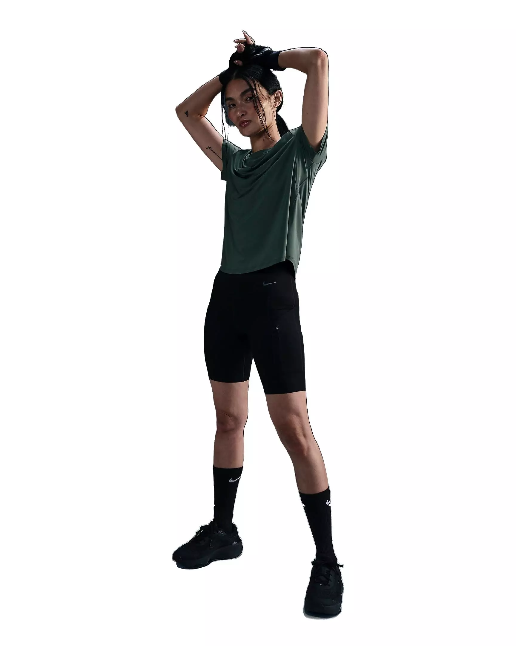 Nike Women's One Classic Dri-FIT Short-Sleeve Standard Top - GREEN/BLACK