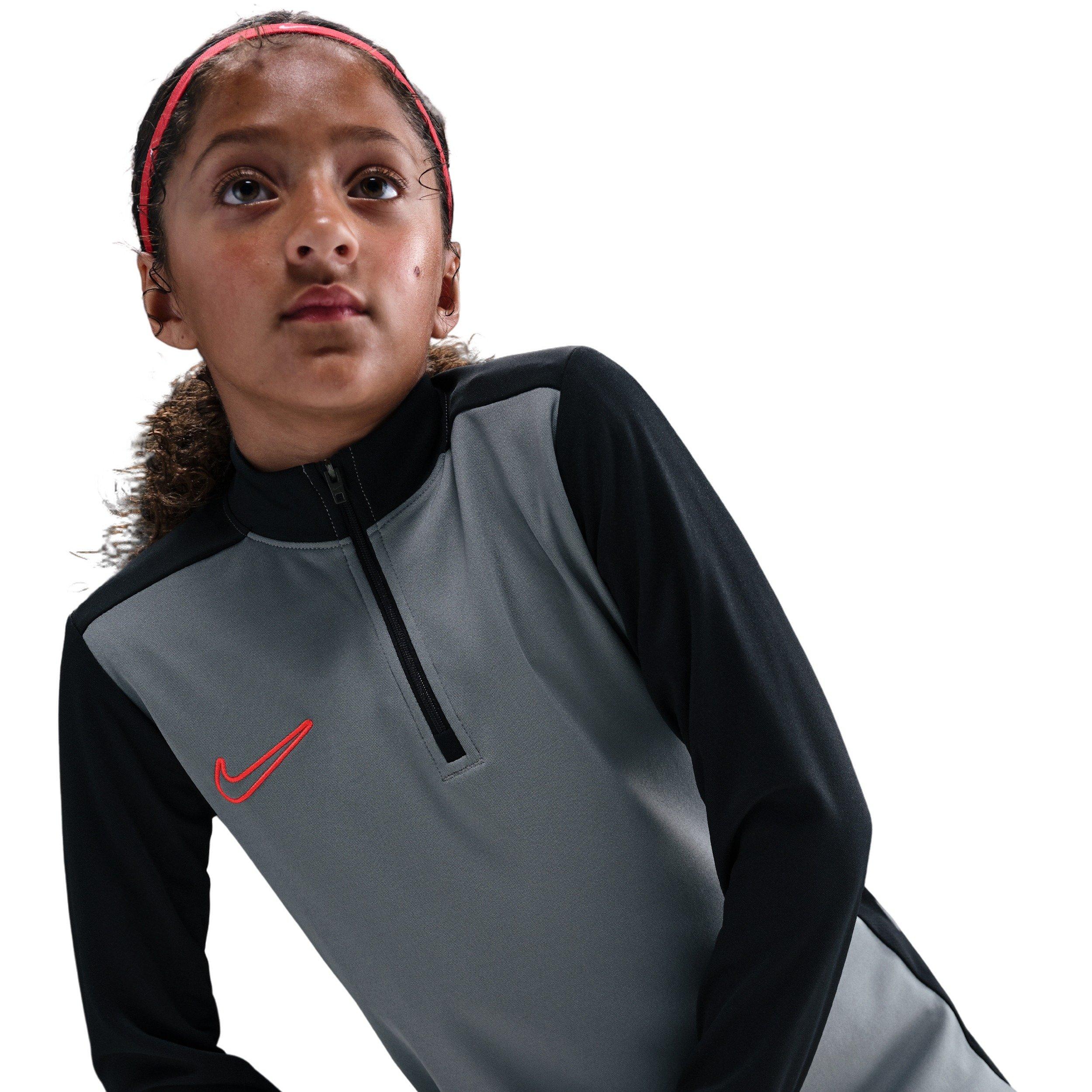 Nike Academy Dri-FIT Long-Sleeve Big Kids' Grey 1/4 Zip Soccer Drill Top