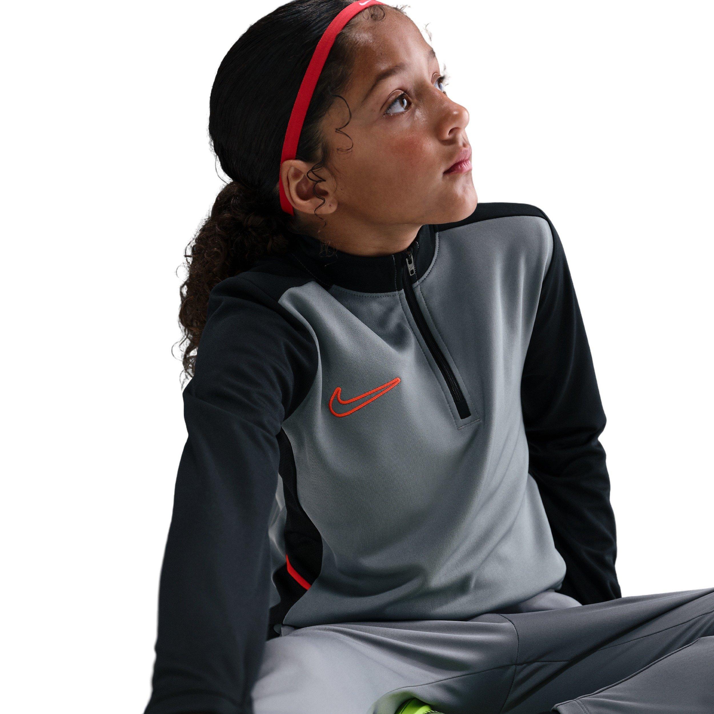 Nike Academy Dri-FIT Long-Sleeve Big Kids' Grey 1/4 Zip Soccer Drill Top